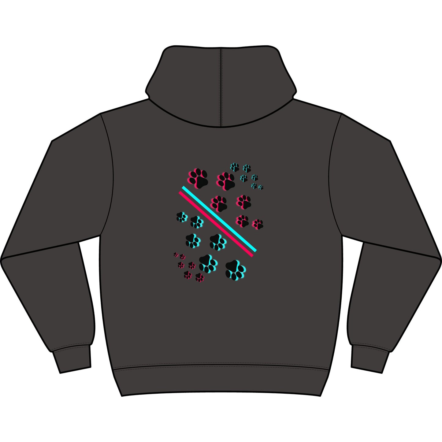 Men's Box Hoodie with Retro Paw Print & 'NYPUO' Chest Logo