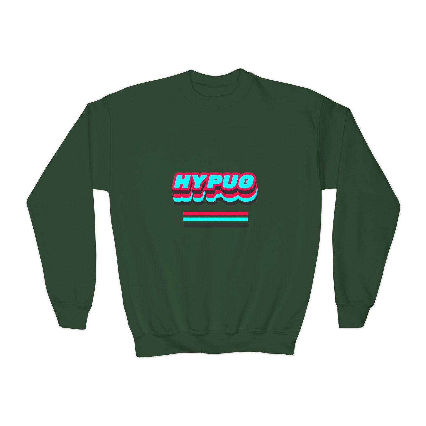Hypug Youth Crewneck Sweatshirt — Retro "HYPUO" Graphic with Paw Print Accents