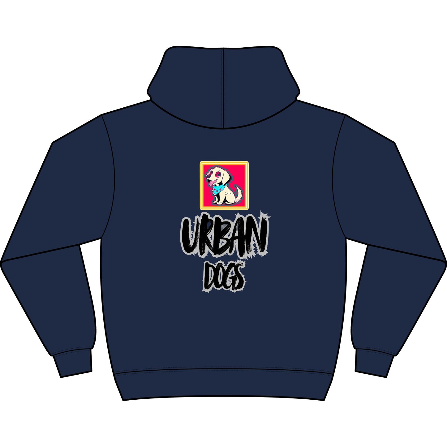 Hypug Urban Dogs Hoodie — Men's Boxy Graphic Pullover with 'Hug' Logo