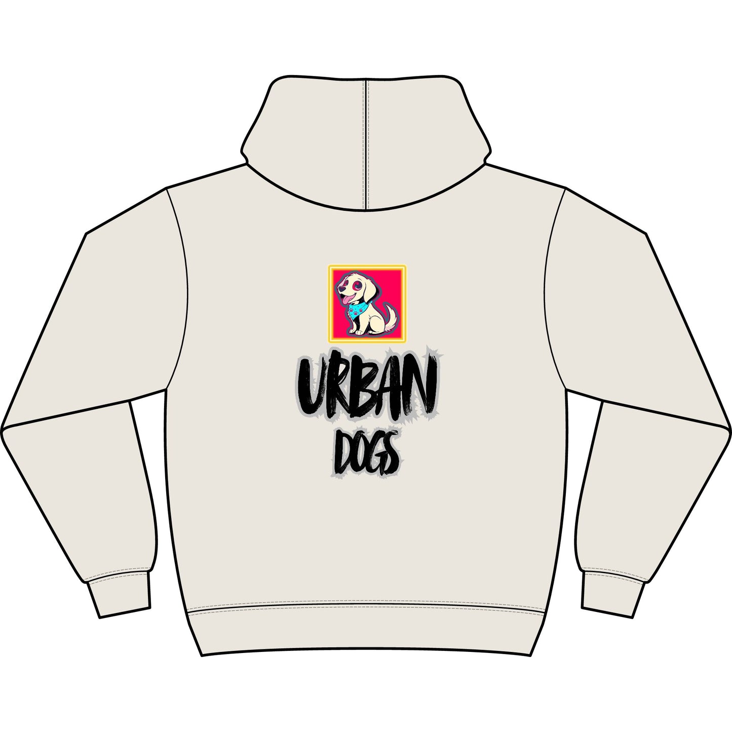 Hypug Urban Dogs Hoodie — Men's Boxy Graphic Pullover with 'Hug' Logo