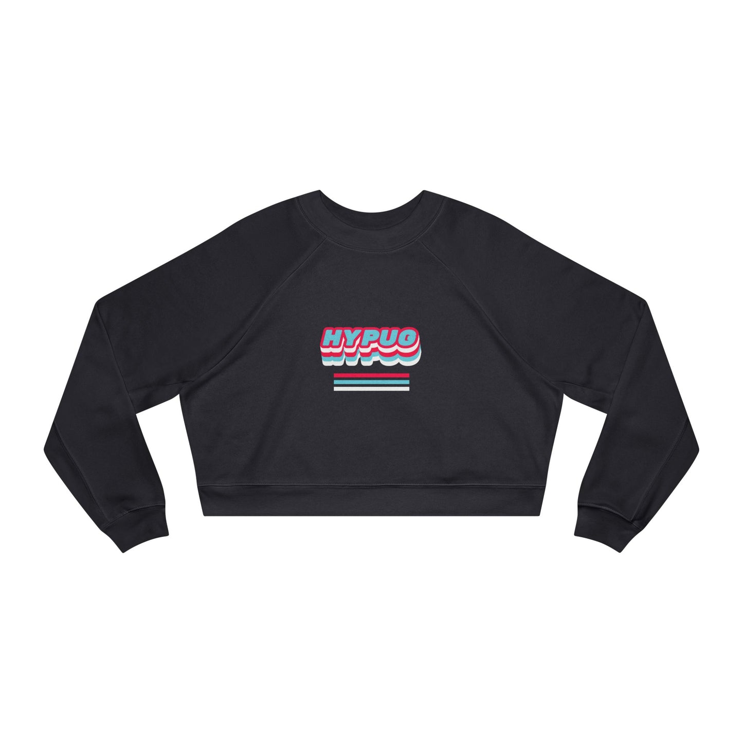 Cropped Pullover - Retro Neon 'HYPUG' Graphic Fleece