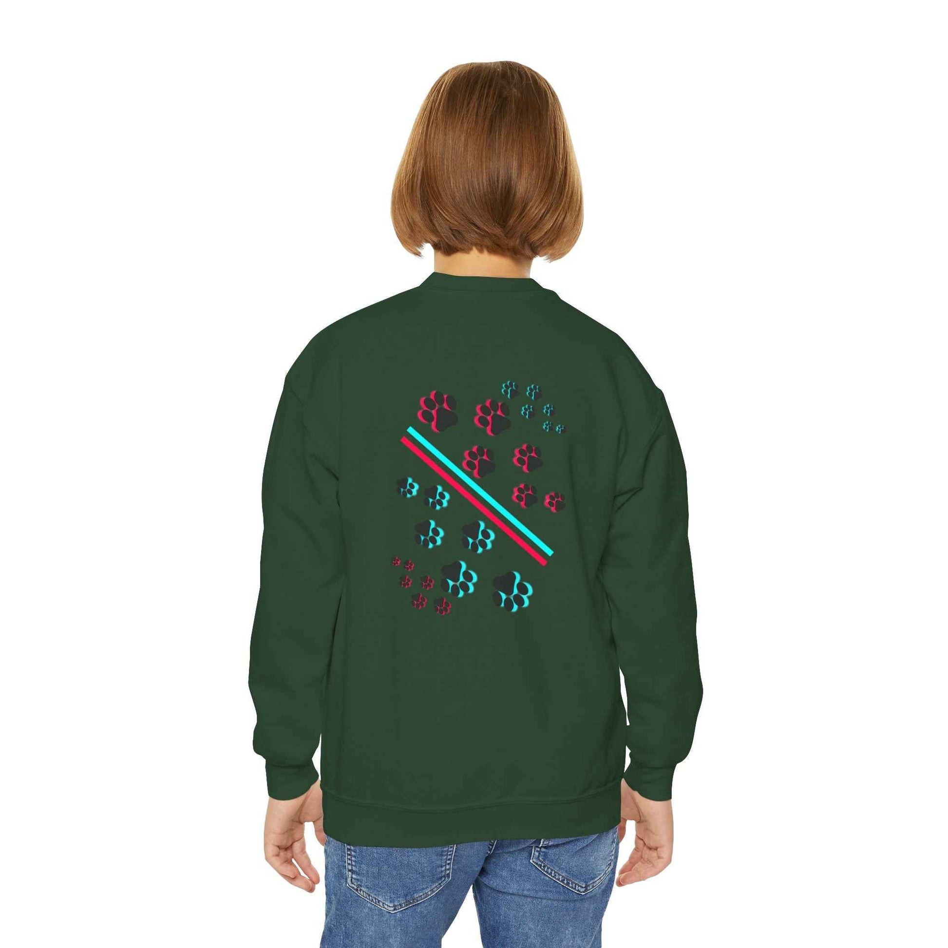 Hypug Youth Crewneck Sweatshirt — Retro "HYPUO" Graphic with Paw Print Accents