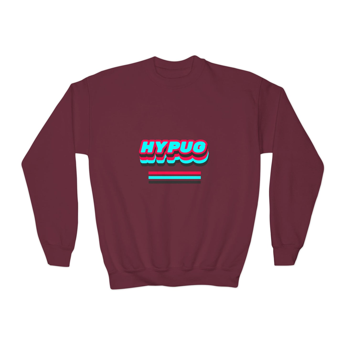 Hypug Youth Crewneck Sweatshirt — Retro "HYPUO" Graphic with Paw Print Accents