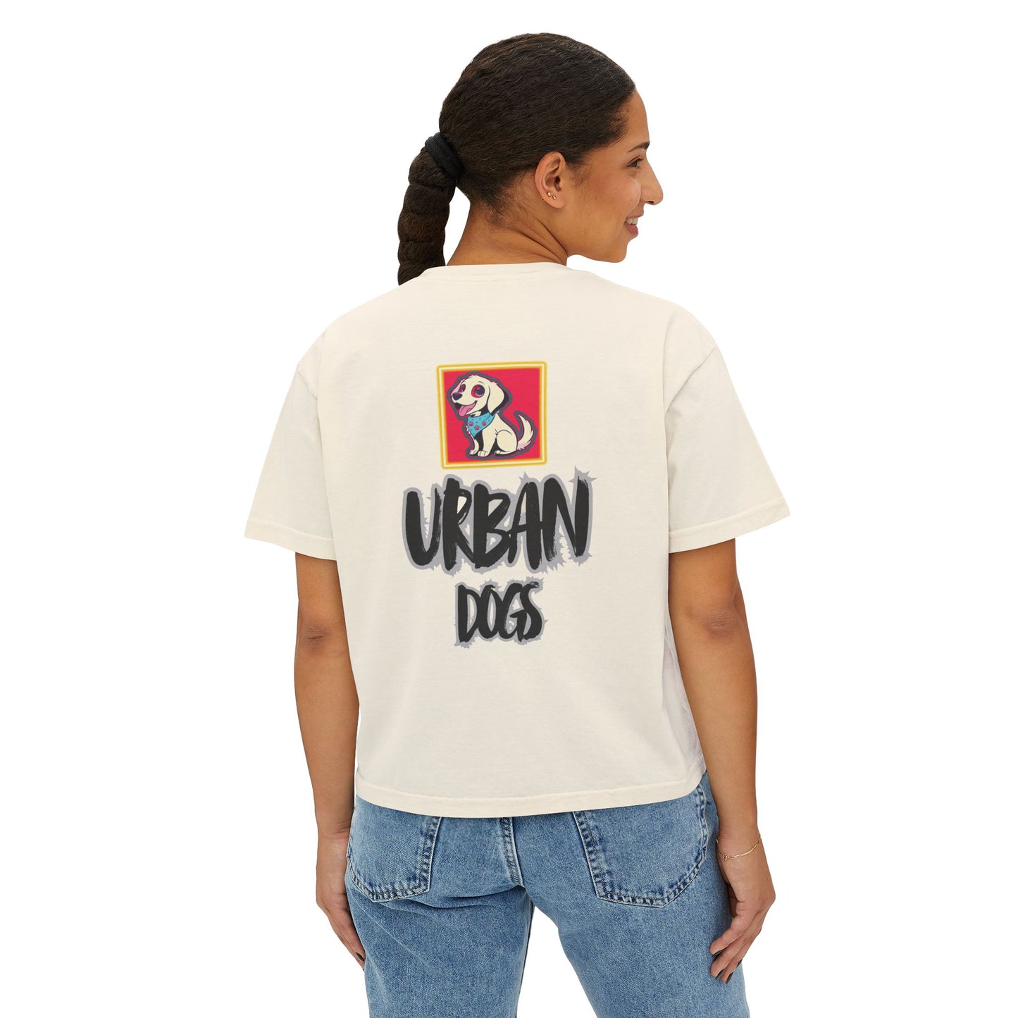 Urban Dogs Women's Boxy Tee — "Hustle" Graphic Streetwear