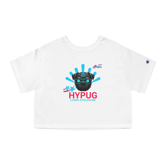 HYPUG Cyber-Pug Graphic Crop Tee White