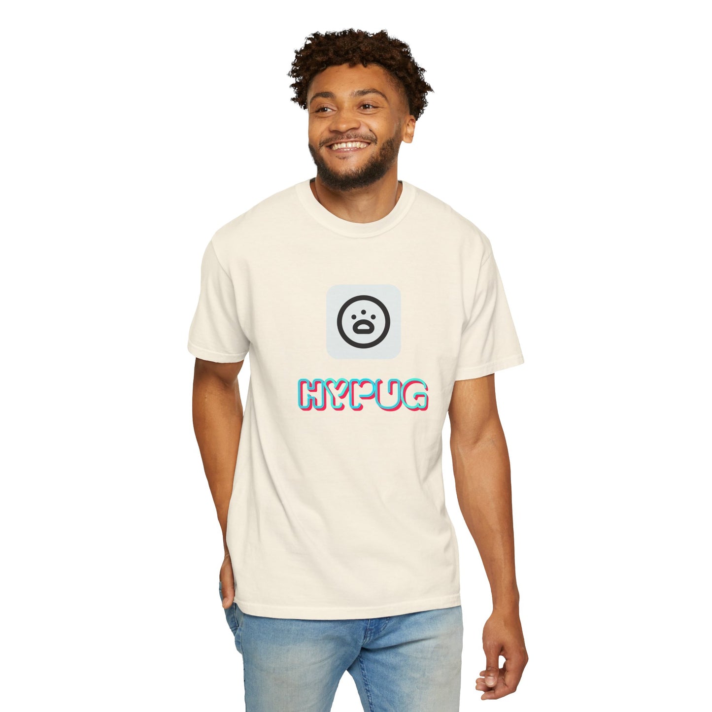 Big Dog Graphic T-Shirt — 'HYPUG' Retro Logo with Illustrated Boxer Dog