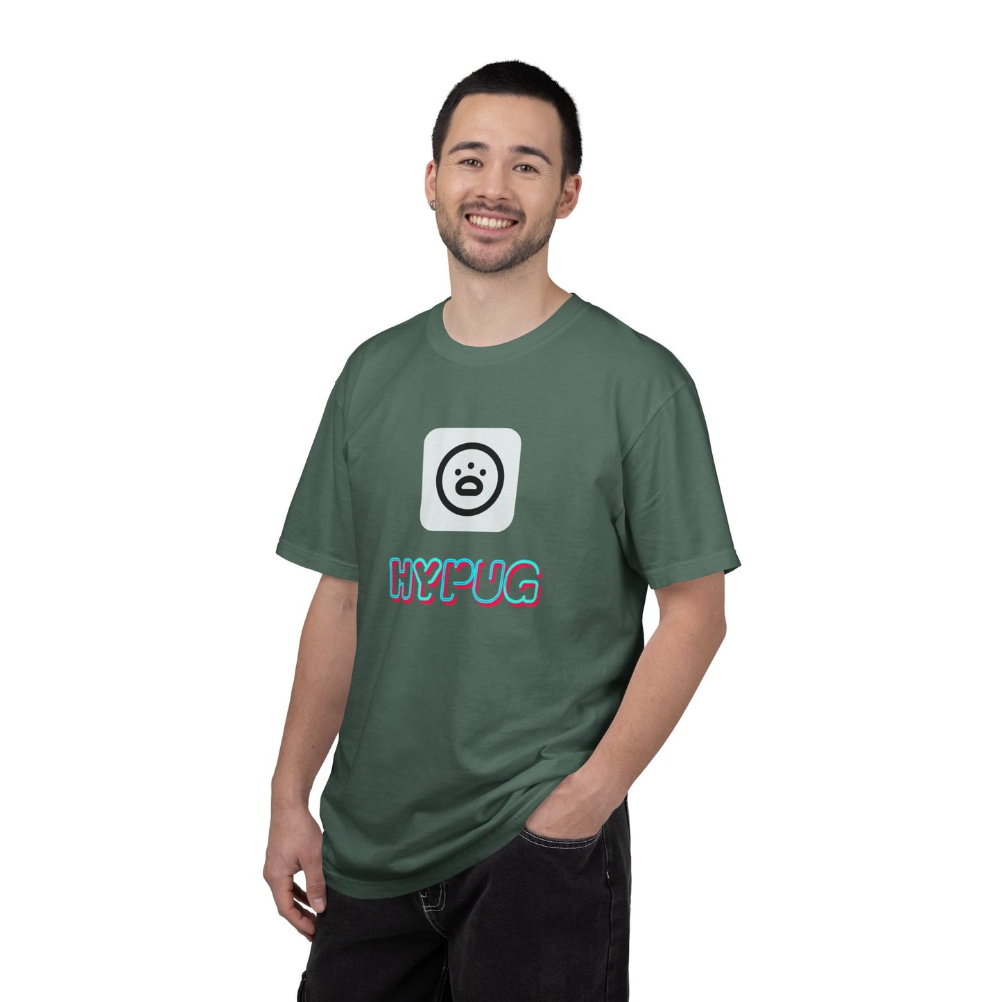 Big Dog Graphic T-Shirt — 'HYPUG' Retro Logo with Illustrated Boxer Dog