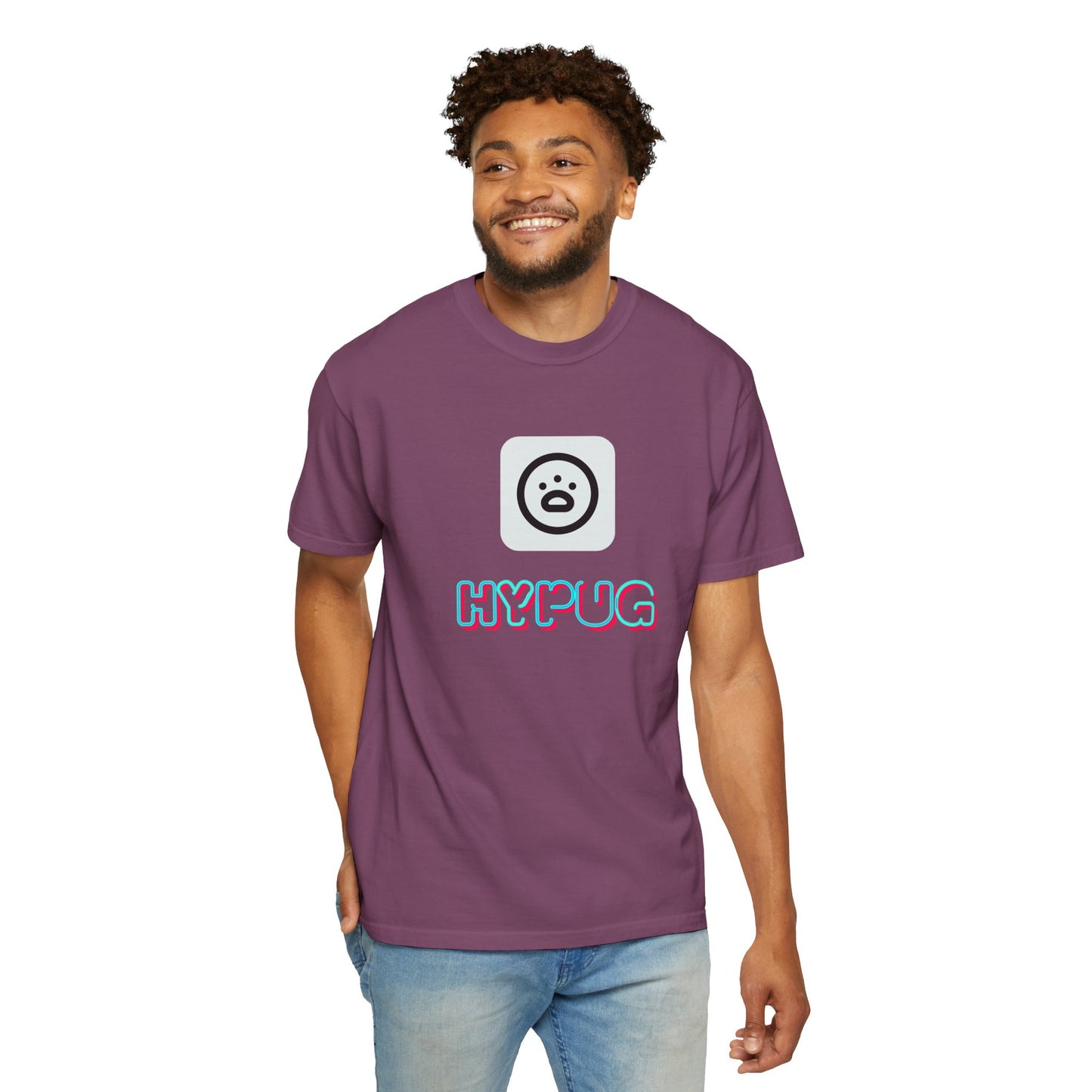 Big Dog Graphic T-Shirt — 'HYPUG' Retro Logo with Illustrated Boxer Dog
