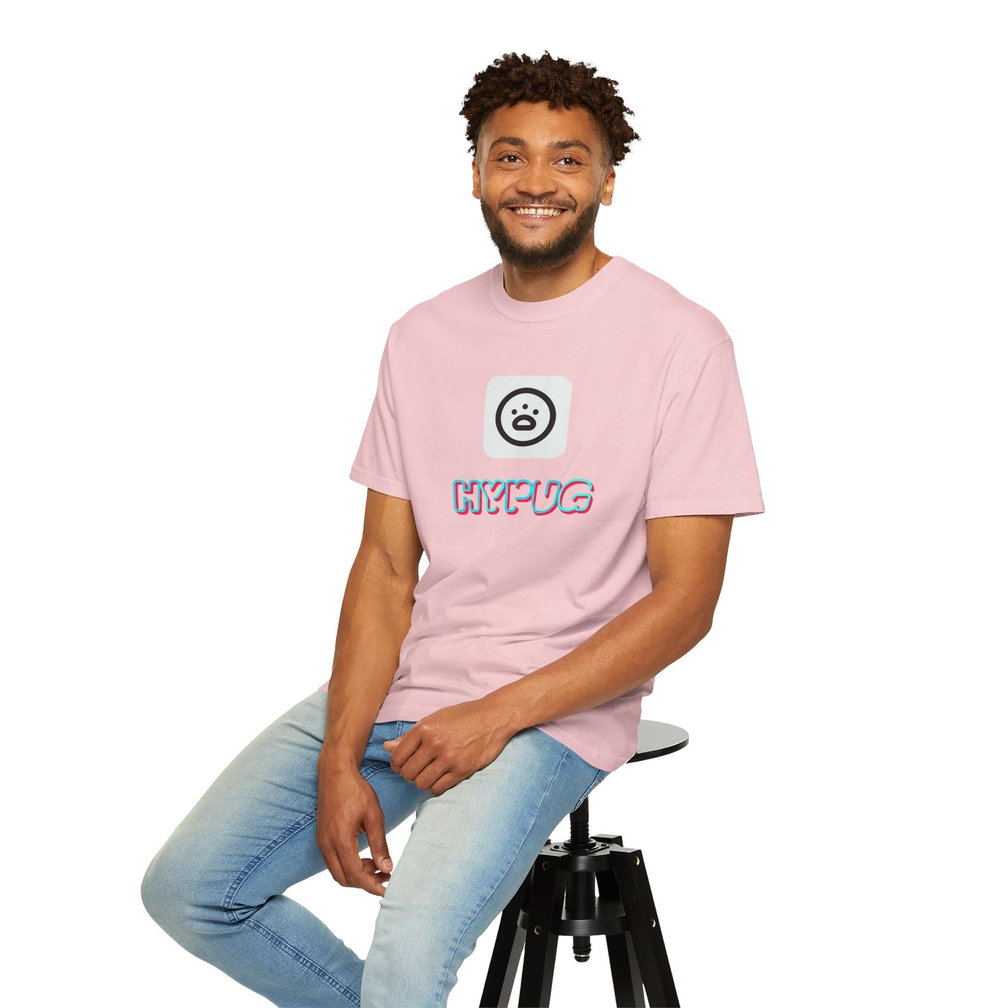 Big Dog Graphic T-Shirt — 'HYPUG' Retro Logo with Illustrated Boxer Dog