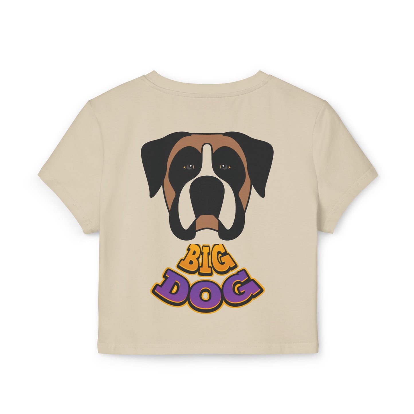 Big Dog Boxer Tee — Women's Cropped Baby Tee with Boxer Face & 'Big Dog' Retro Print