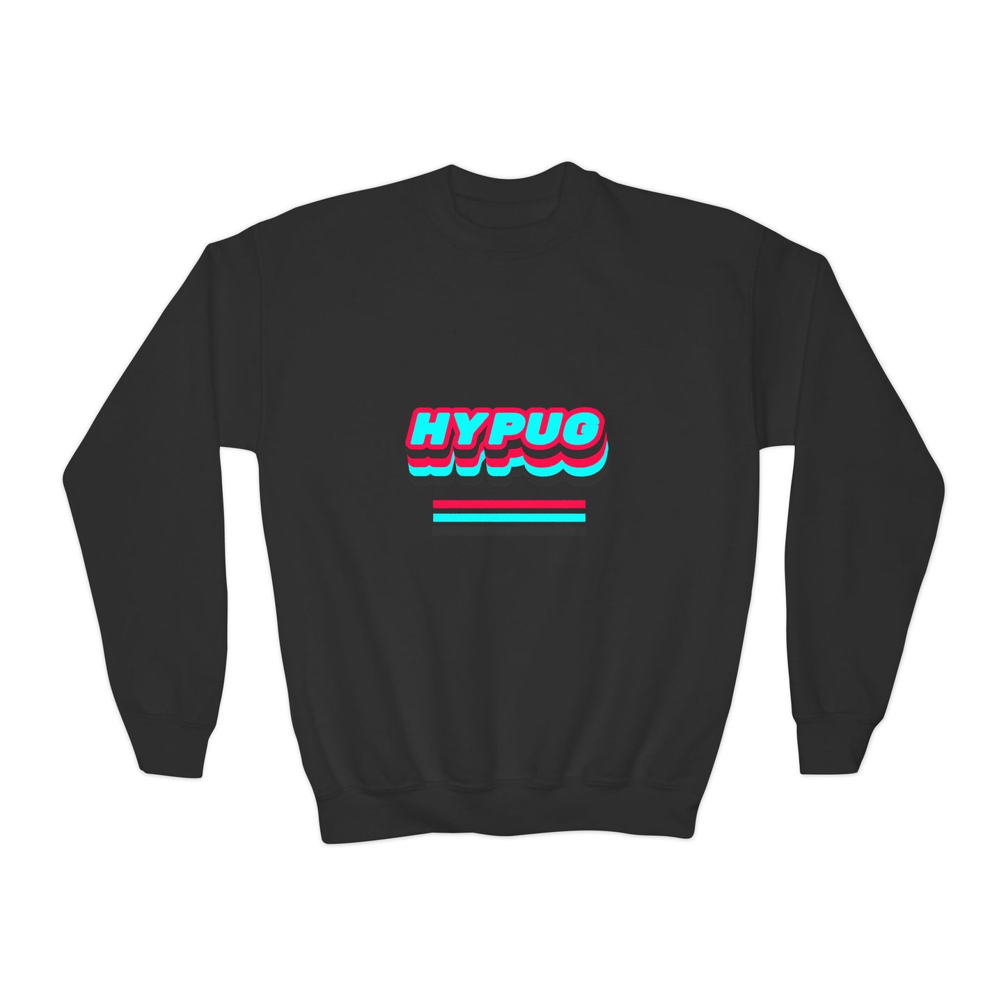 Hypug Youth Crewneck Sweatshirt — Retro "HYPUO" Graphic with Paw Print Accents