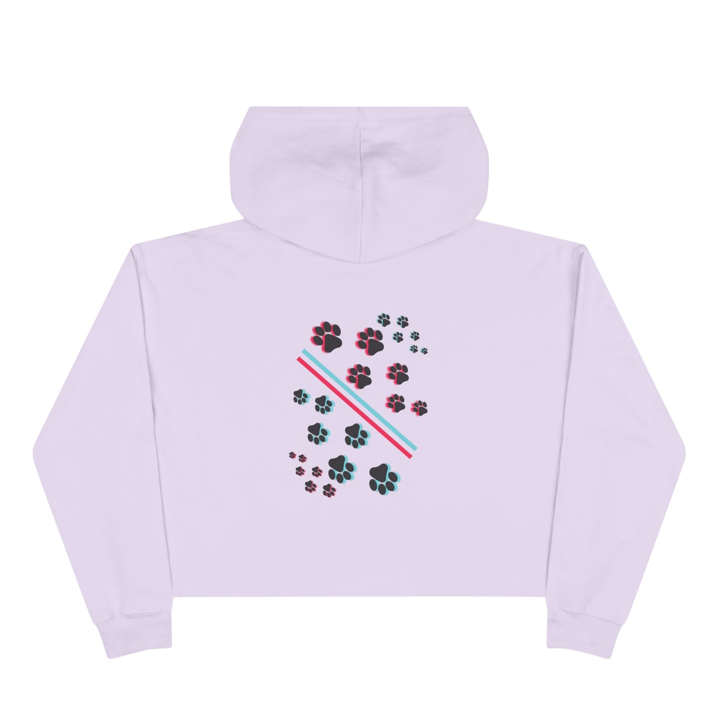 Cropped Hoodie — Retro 'HYPUG' Chest Logo & Paw Print Back Graphic
