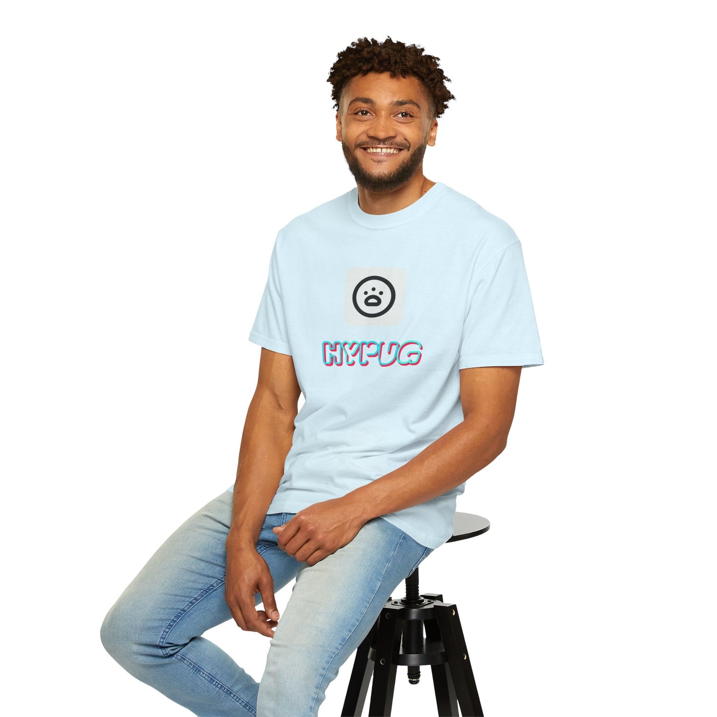 Big Dog Graphic T-Shirt — 'HYPUG' Retro Logo with Illustrated Boxer Dog