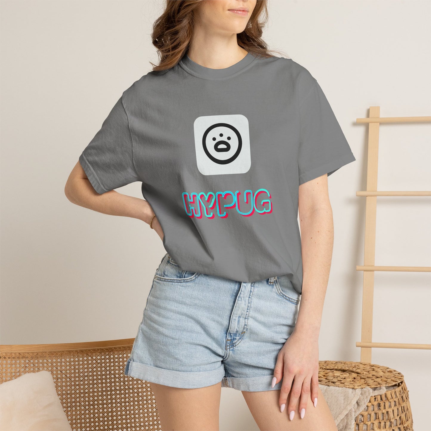Big Dog Graphic T-Shirt — 'HYPUG' Retro Logo with Illustrated Boxer Dog
