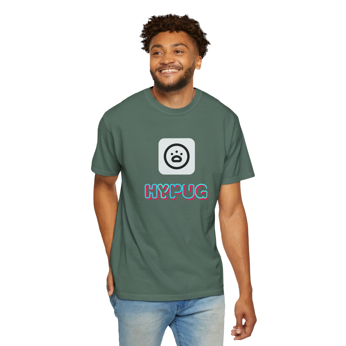 Big Dog Graphic T-Shirt — 'HYPUG' Retro Logo with Illustrated Boxer Dog