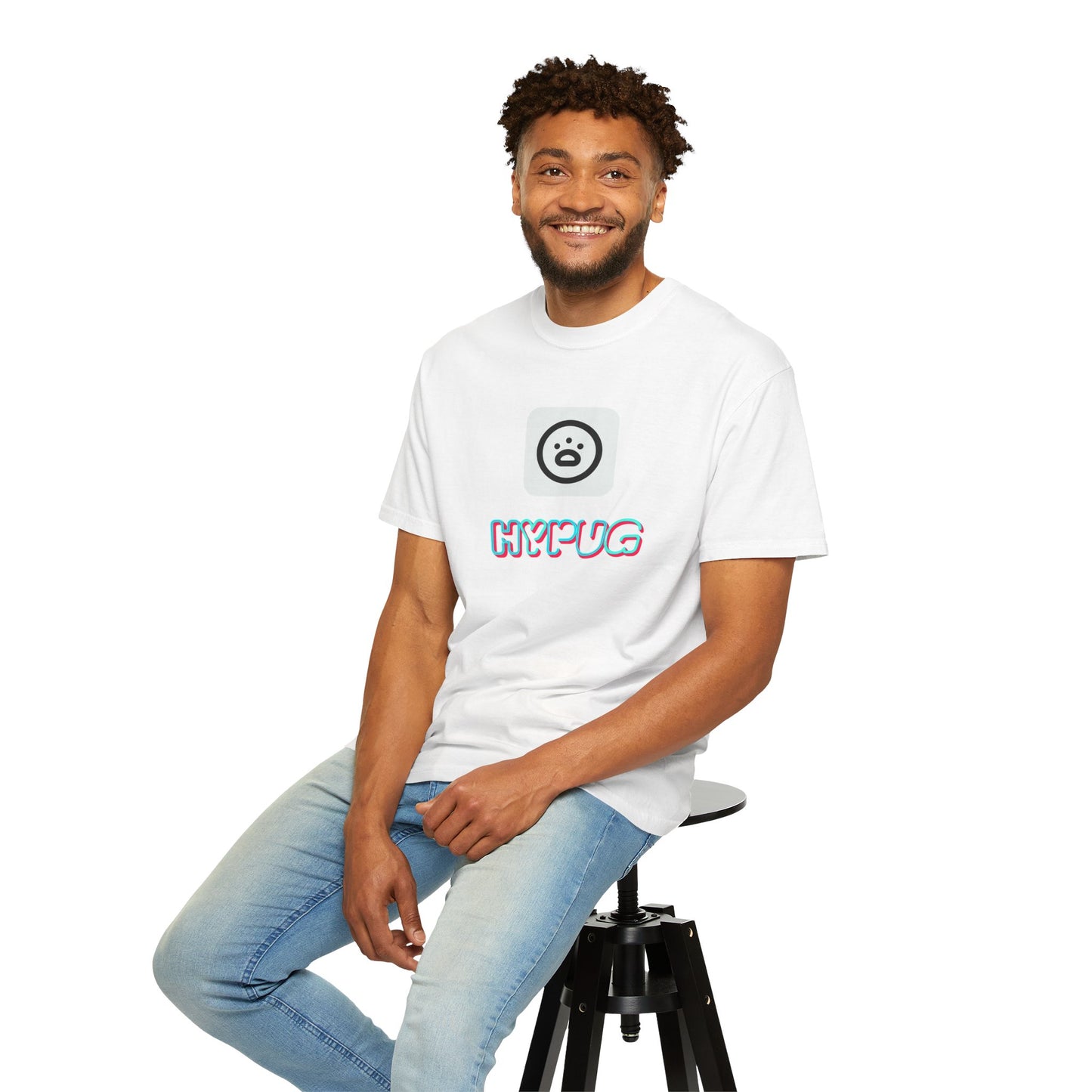 Big Dog Graphic T-Shirt — 'HYPUG' Retro Logo with Illustrated Boxer Dog