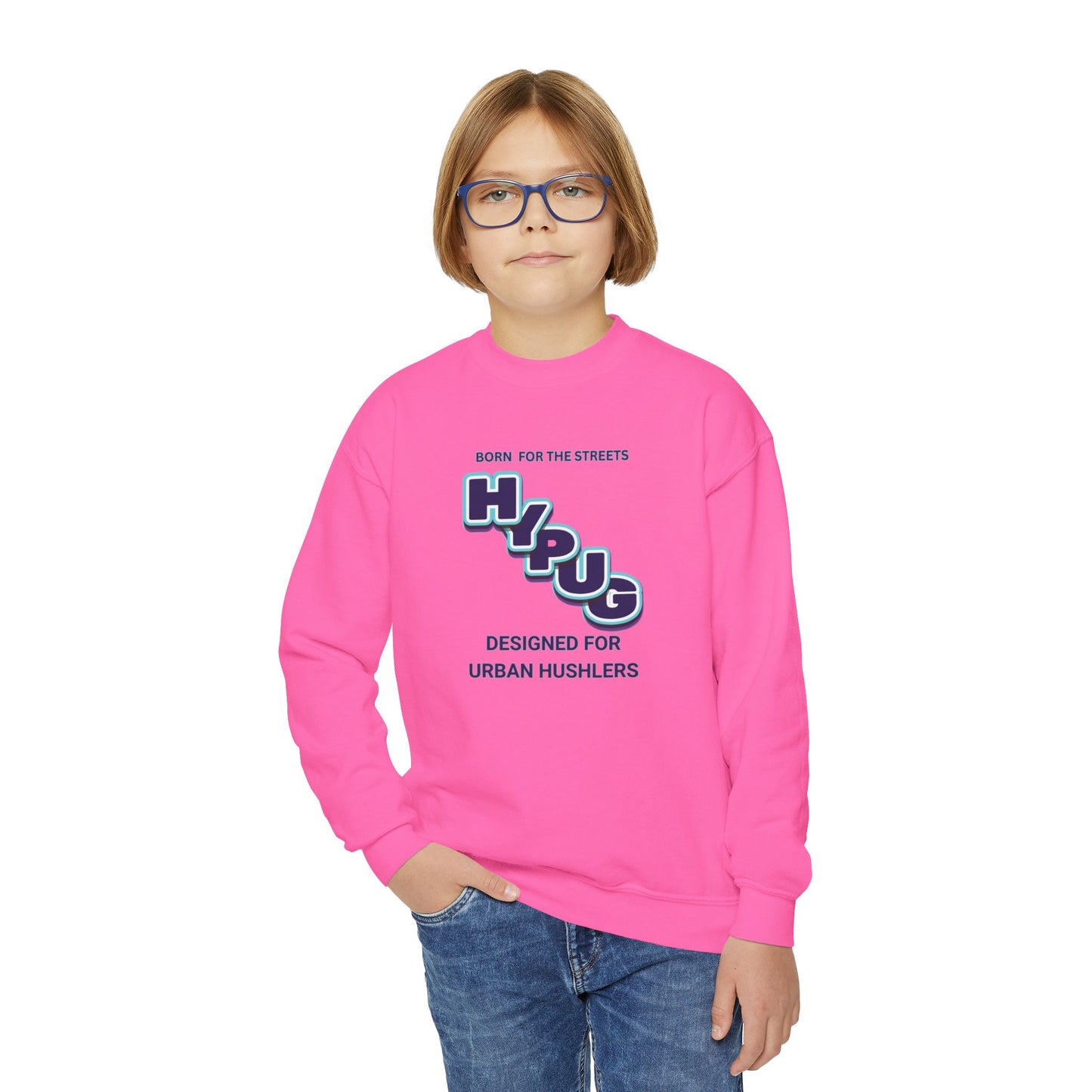 Hypug Youth Crewneck Sweatshirt — Urban Dogs "Hipus" Graphic Pullover
