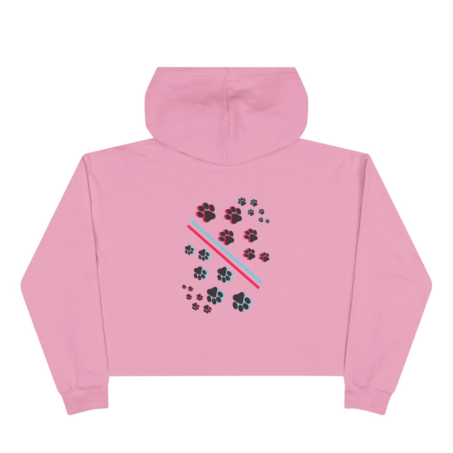 Cropped Hoodie — Retro 'HYPUG' Chest Logo & Paw Print Back Graphic