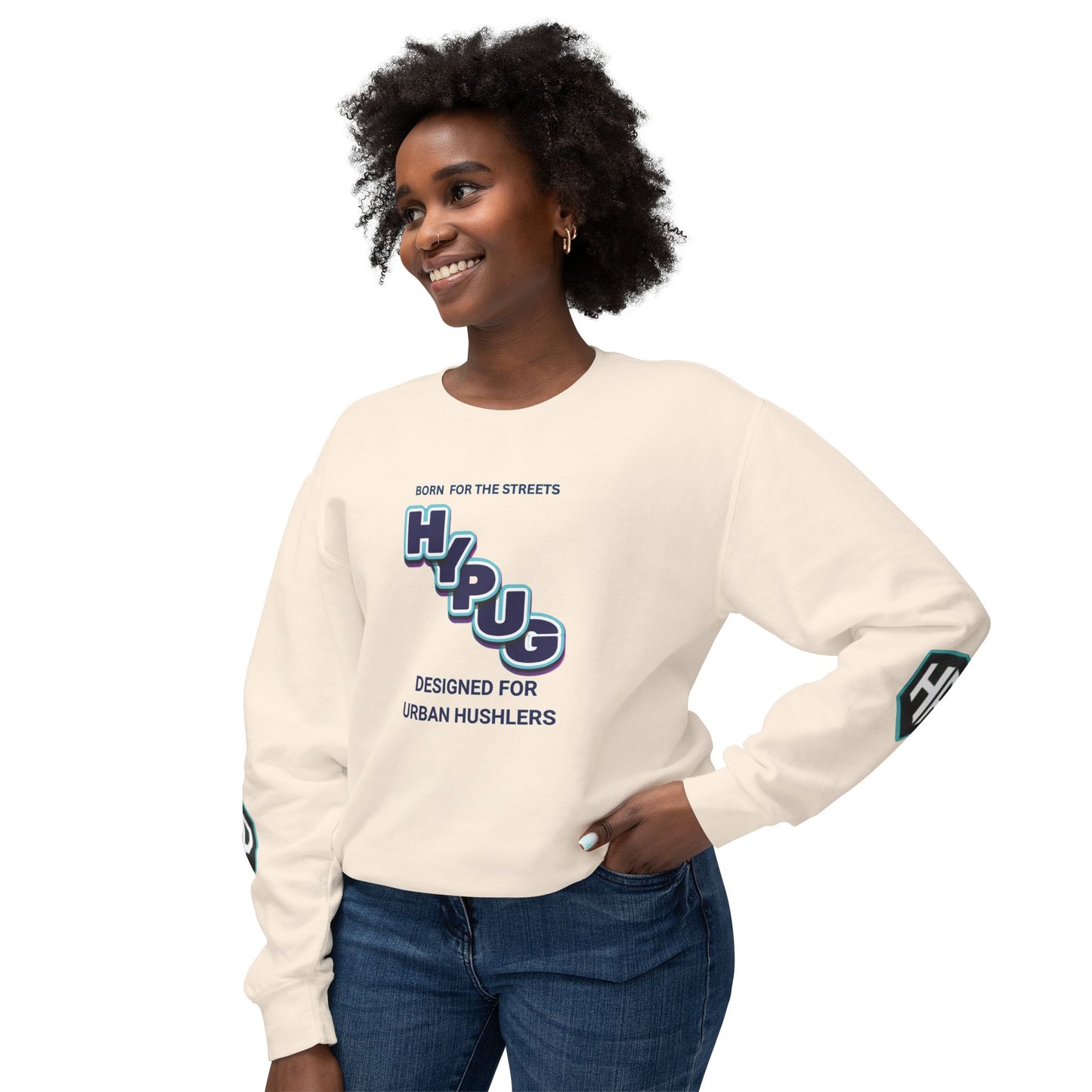 Crewneck Sweatshirt — “HYPUG: Born for the Streets / Designed for Urban Hushlers”