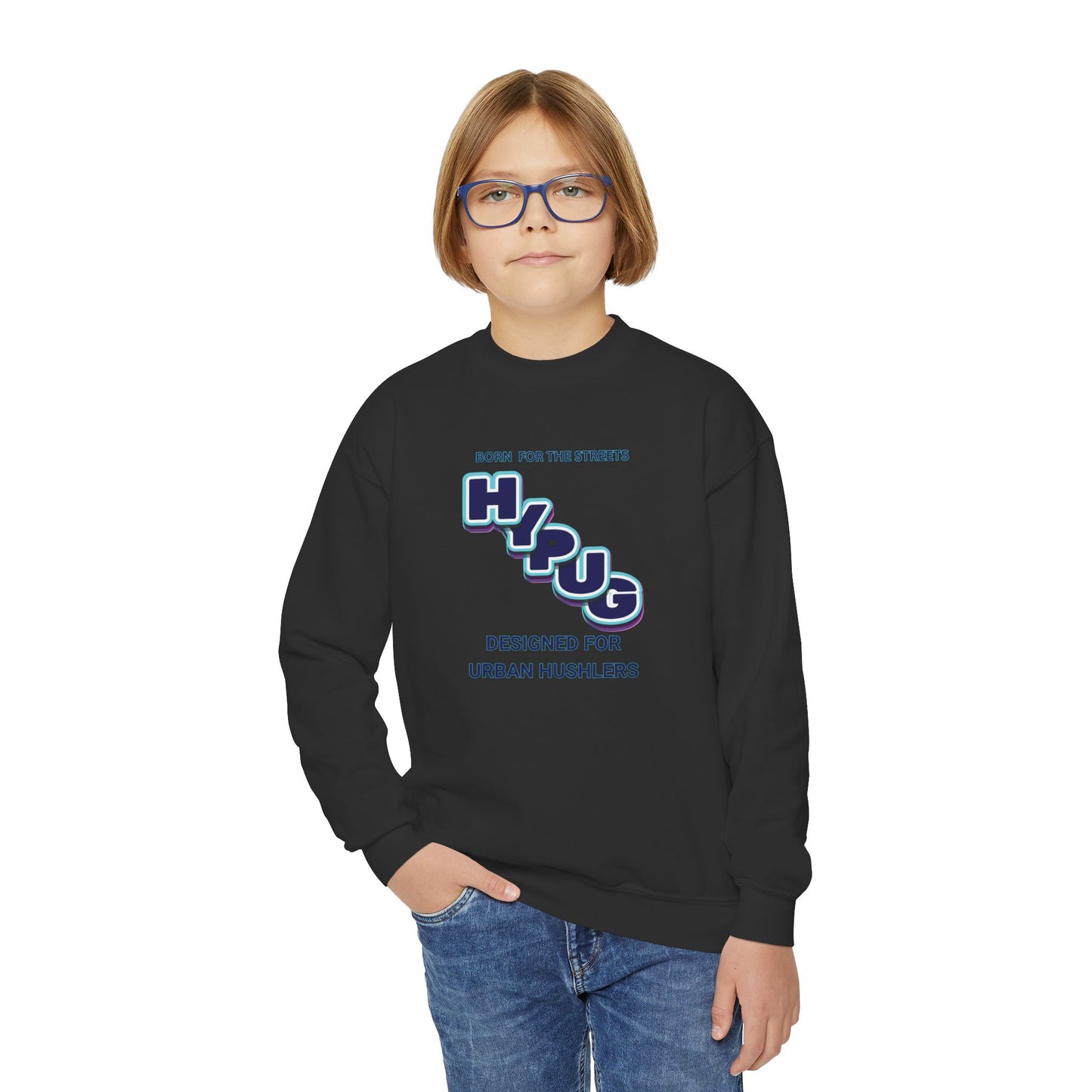 Hypug Youth Crewneck Sweatshirt — Urban Dogs "Hipus" Graphic Pullover