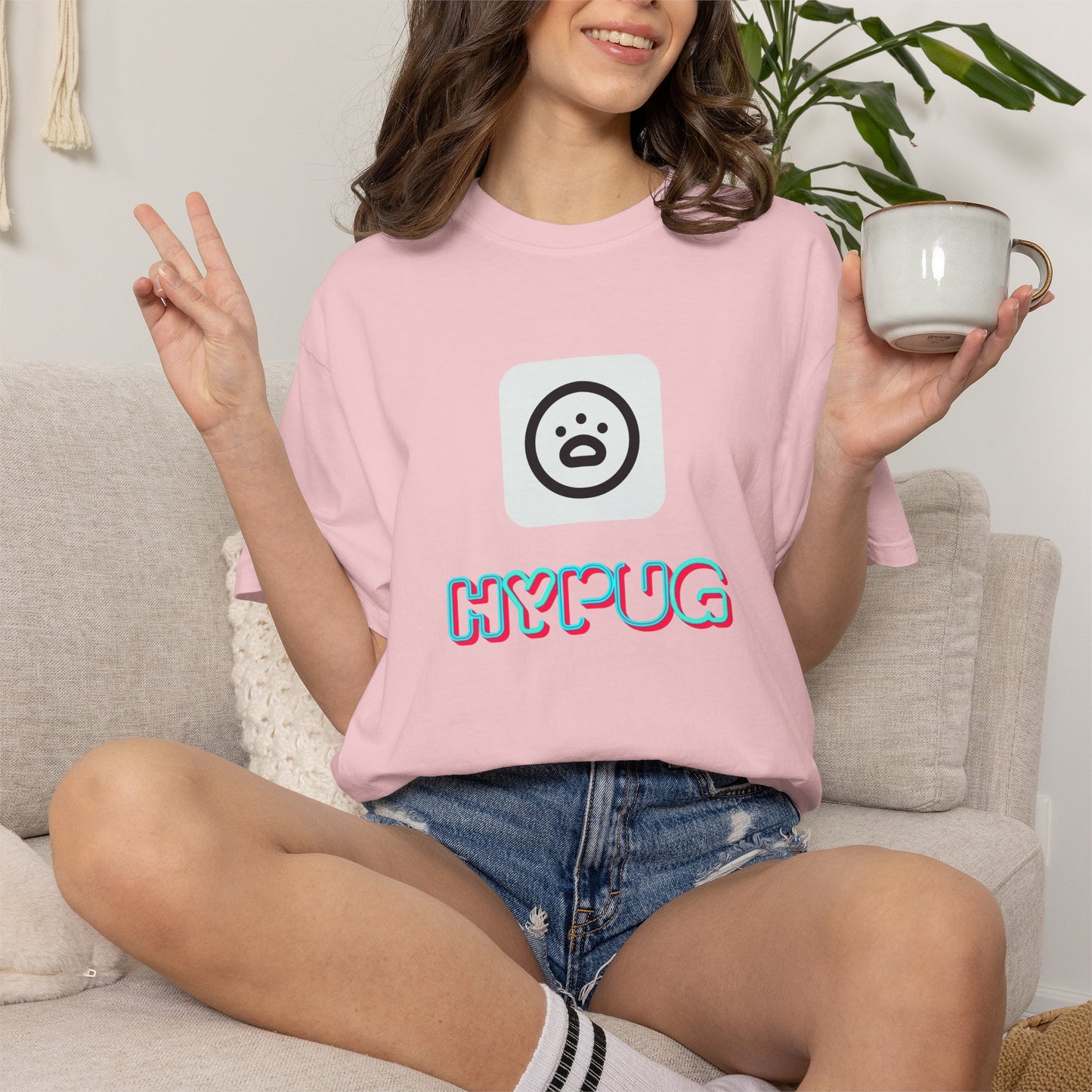 Big Dog Graphic T-Shirt — 'HYPUG' Retro Logo with Illustrated Boxer Dog