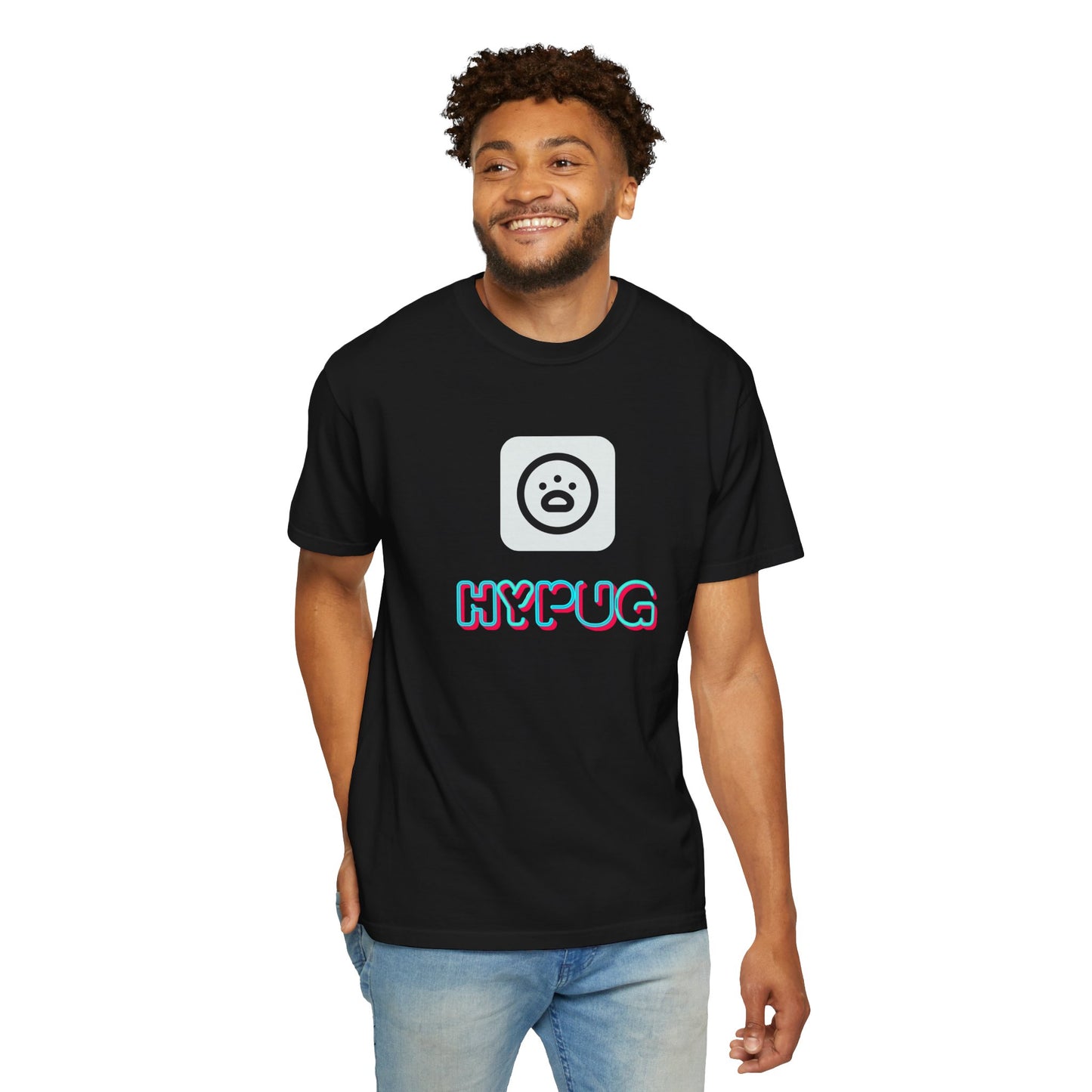Big Dog Graphic T-Shirt — 'HYPUG' Retro Logo with Illustrated Boxer Dog