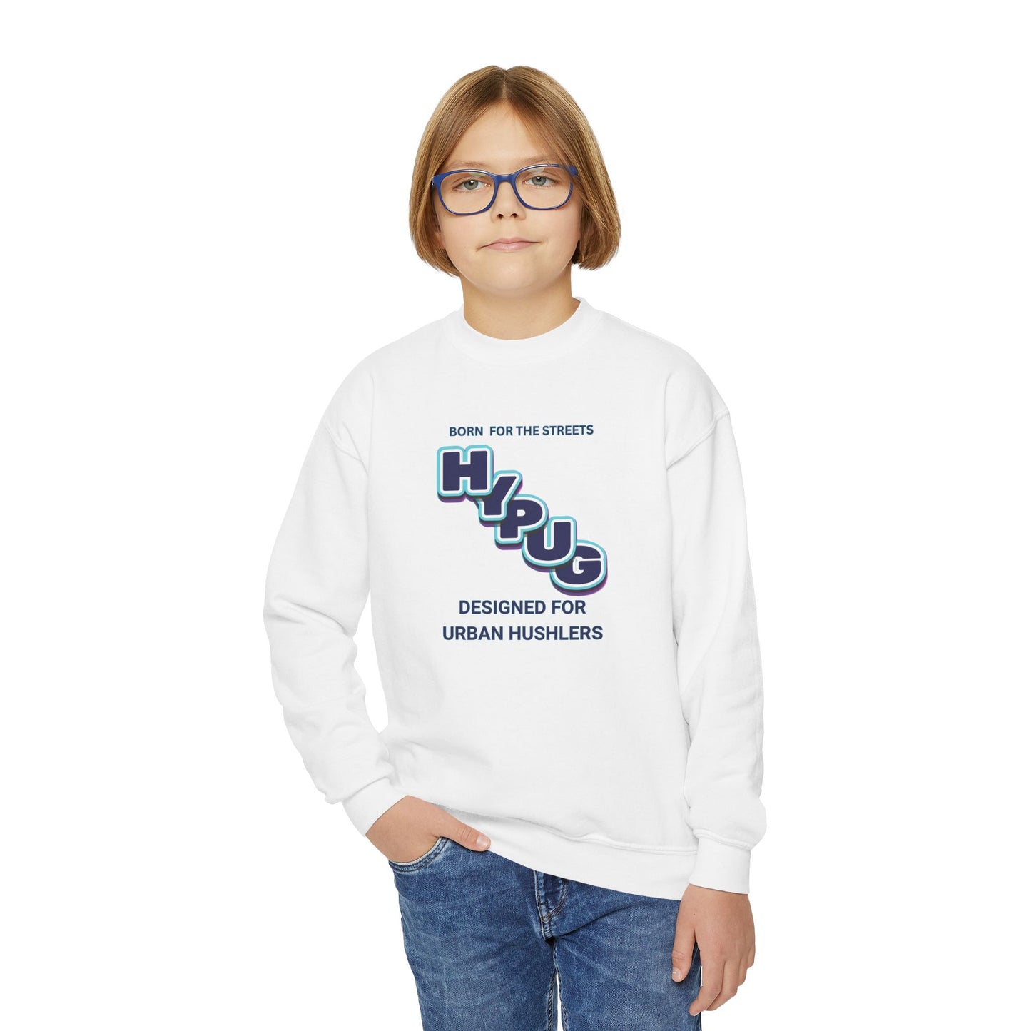 Hypug Youth Crewneck Sweatshirt — Urban Dogs "Hipus" Graphic Pullover