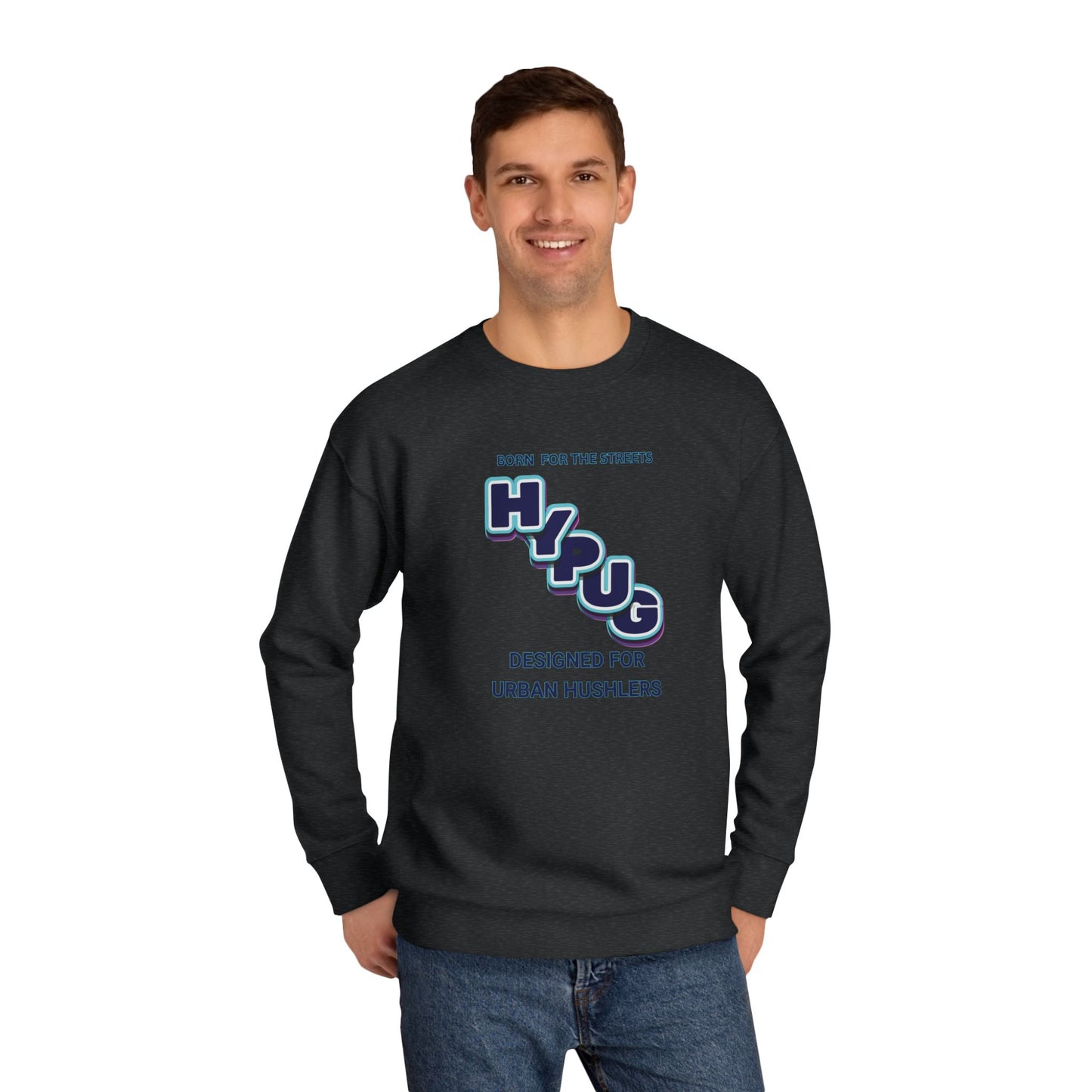 Urban Dogs Crewneck Sweatshirt — "HYPUG" Graphic Pullover for City Dog Lovers