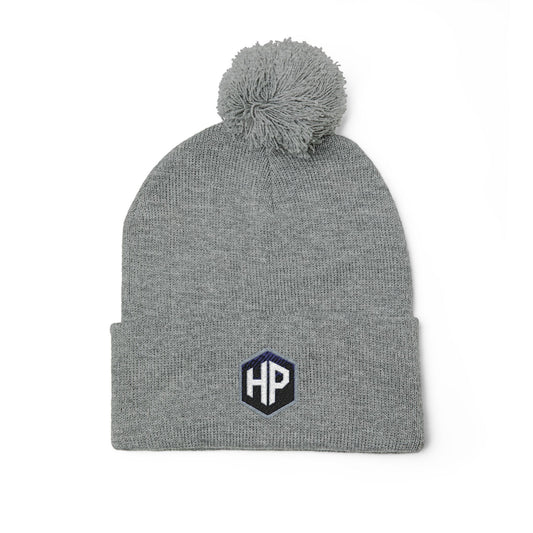 Hypug cyber-pug Pom-Pom Beanie — Minimal HP Logo Knit Winter Hat One size Heather Grey