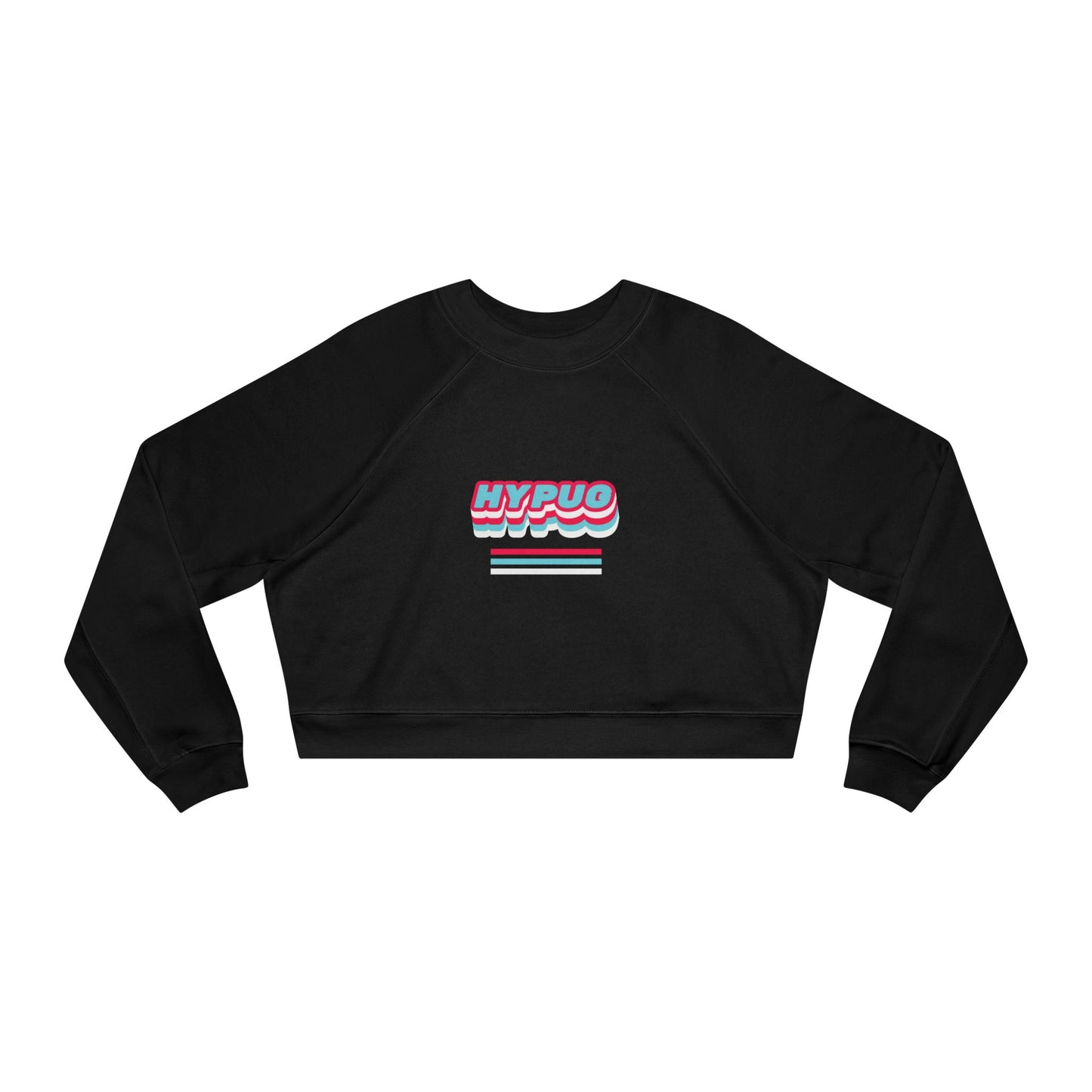 Cropped Pullover - Retro Neon 'HYPUG' Graphic Fleece