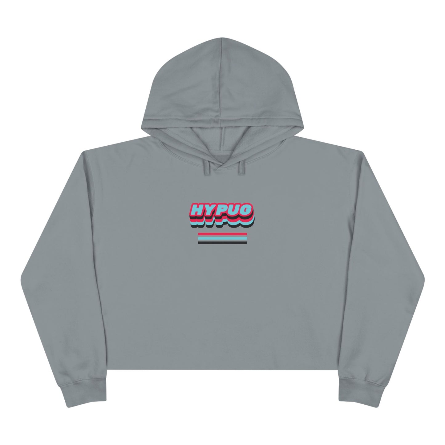 Cropped Hoodie — Retro 'HYPUG' Chest Logo & Paw Print Back Graphic