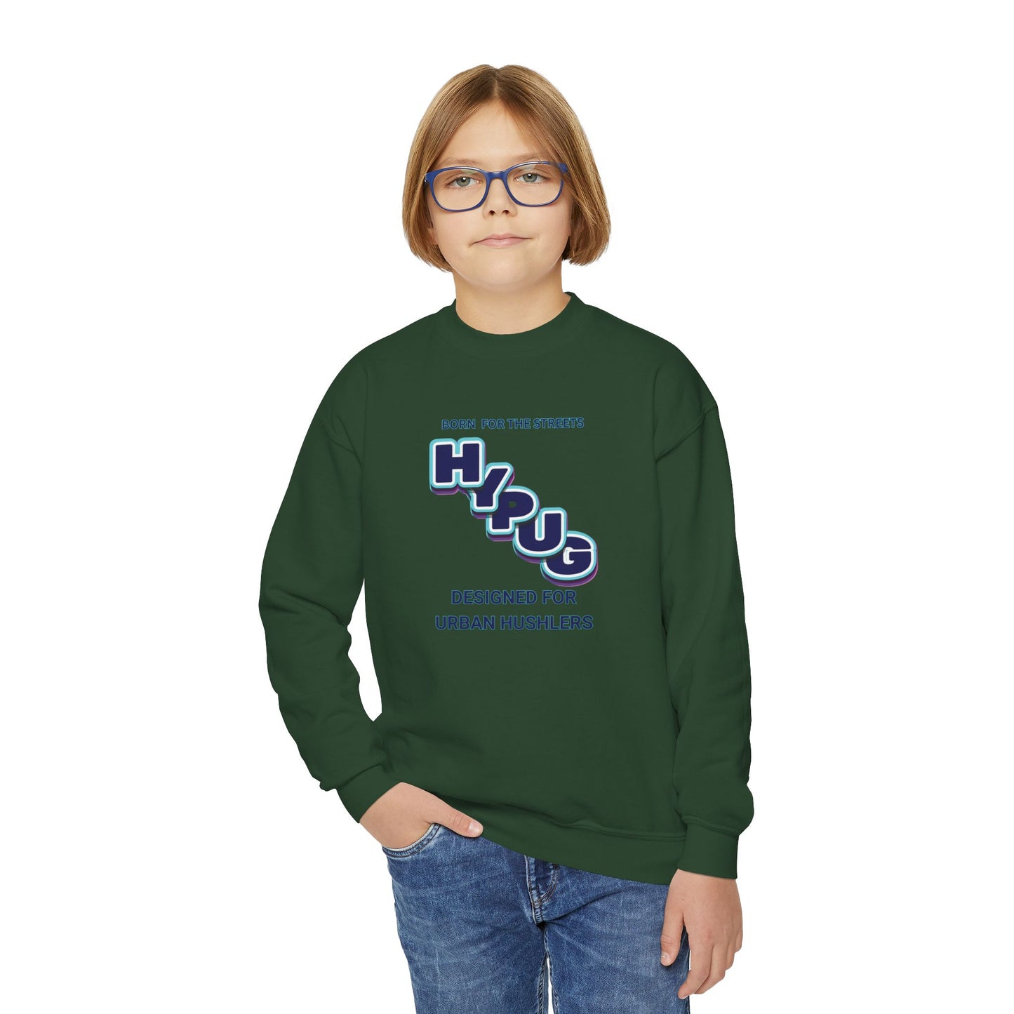 Hypug Youth Crewneck Sweatshirt — Urban Dogs "Hipus" Graphic Pullover