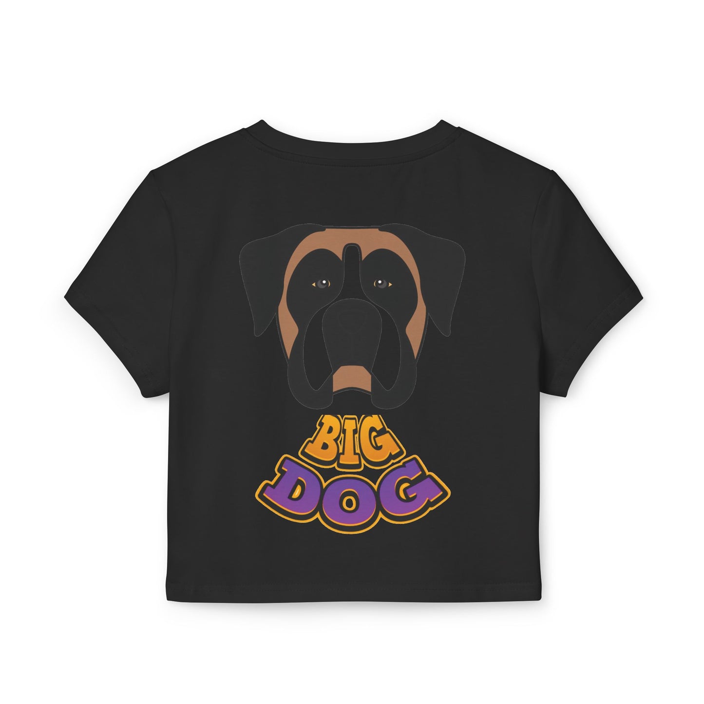 Big Dog Boxer Tee — Women's Cropped Baby Tee with Boxer Face & 'Big Dog' Retro Print