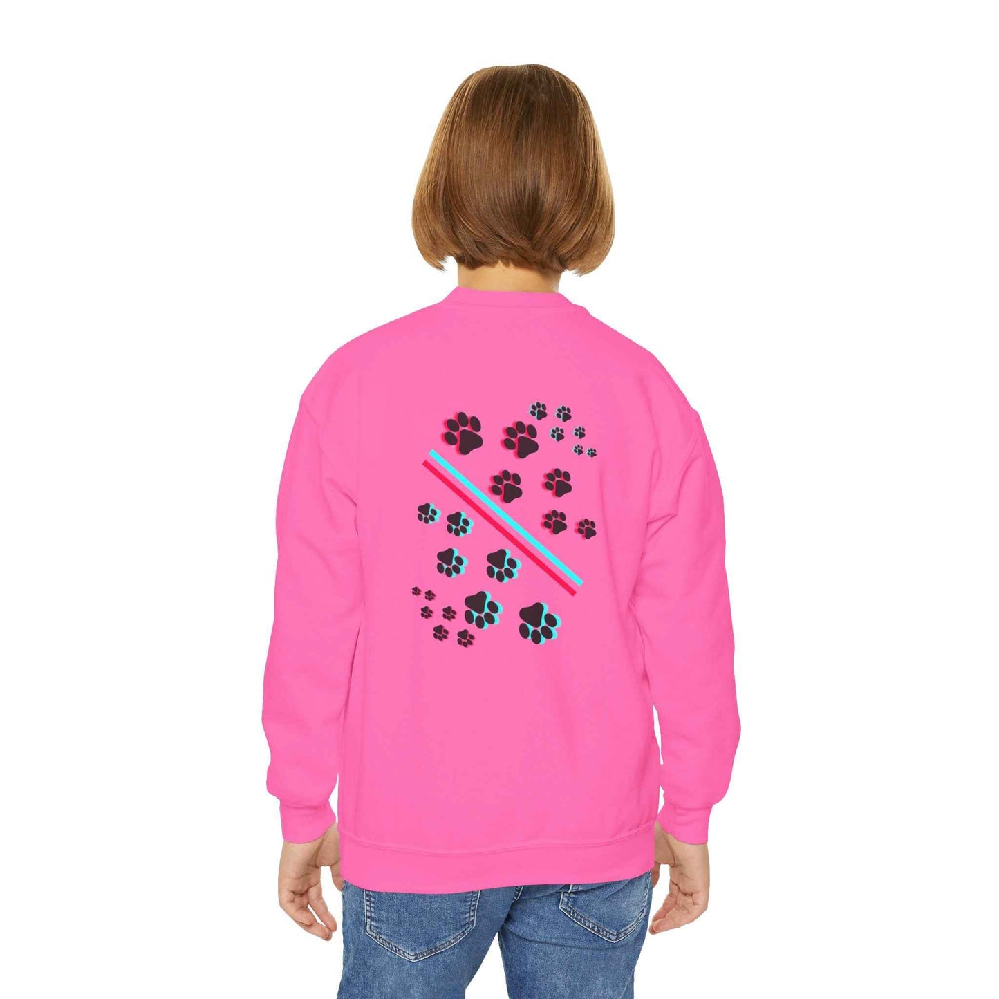 Hypug Youth Crewneck Sweatshirt — Retro "HYPUO" Graphic with Paw Print Accents