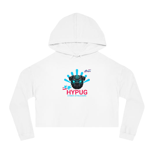 Hypug Cyber-Pug Hoodie — Womens Graphic Hooded Sweatshirt White