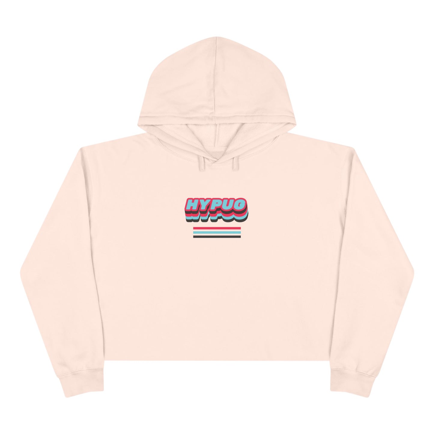 Cropped Hoodie — Retro 'HYPUG' Chest Logo & Paw Print Back Graphic