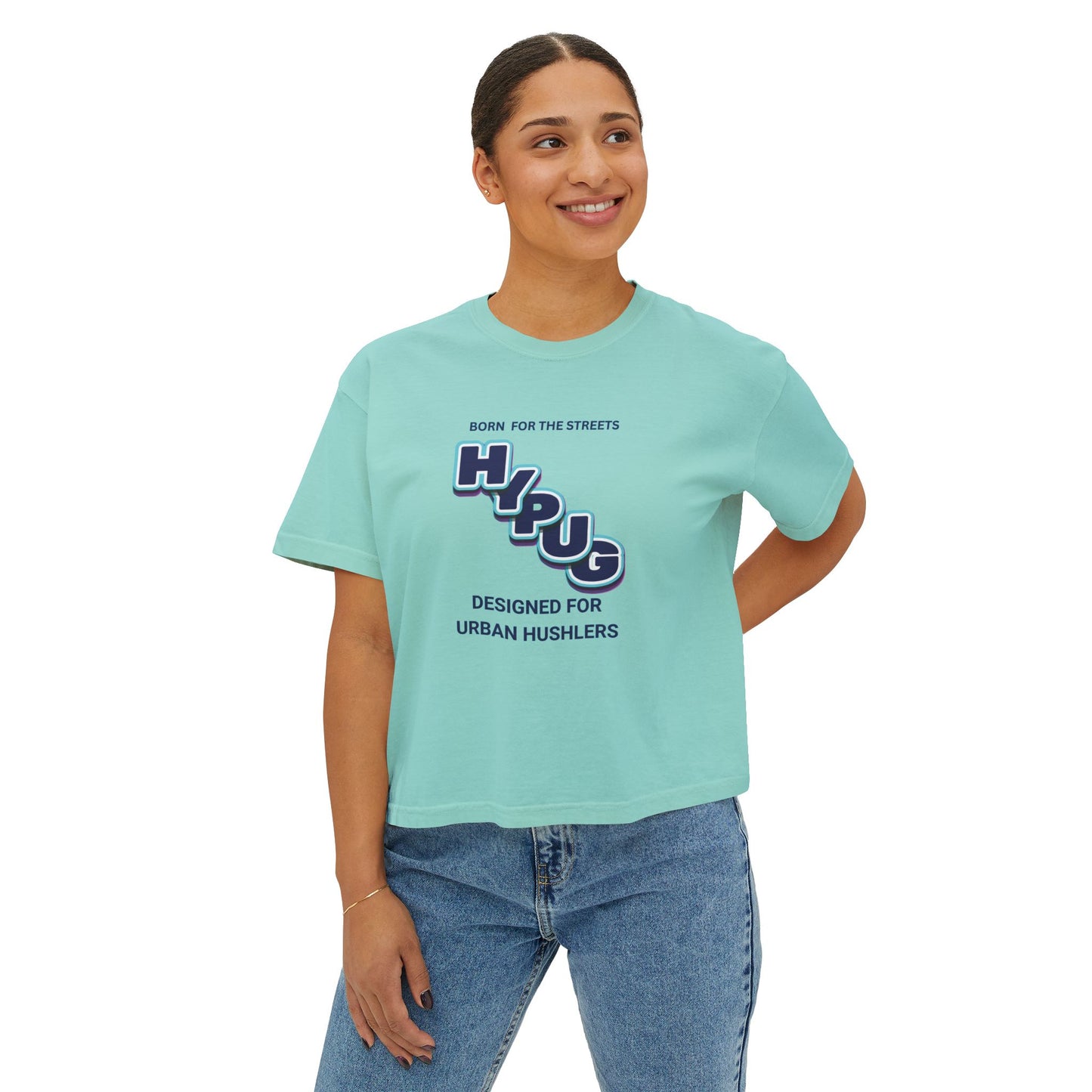 Urban Dogs Women's Boxy Tee — "Hustle" Graphic Streetwear