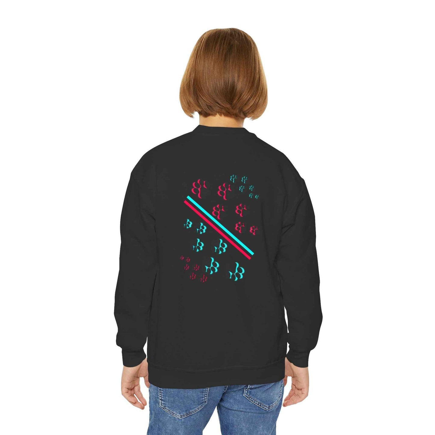 Hypug Youth Crewneck Sweatshirt — Retro "HYPUO" Graphic with Paw Print Accents
