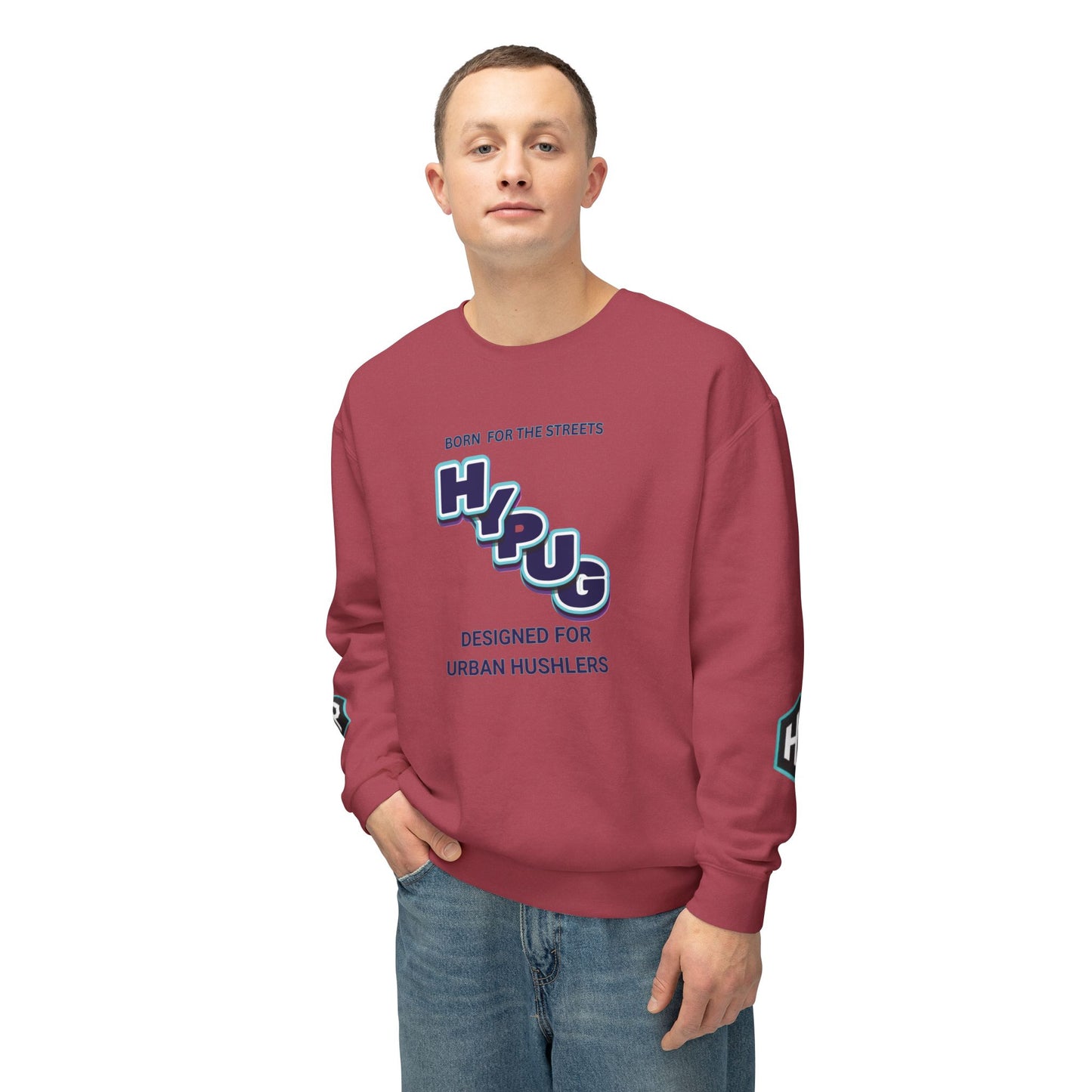 Crewneck Sweatshirt — “HYPUG: Born for the Streets / Designed for Urban Hushlers”
