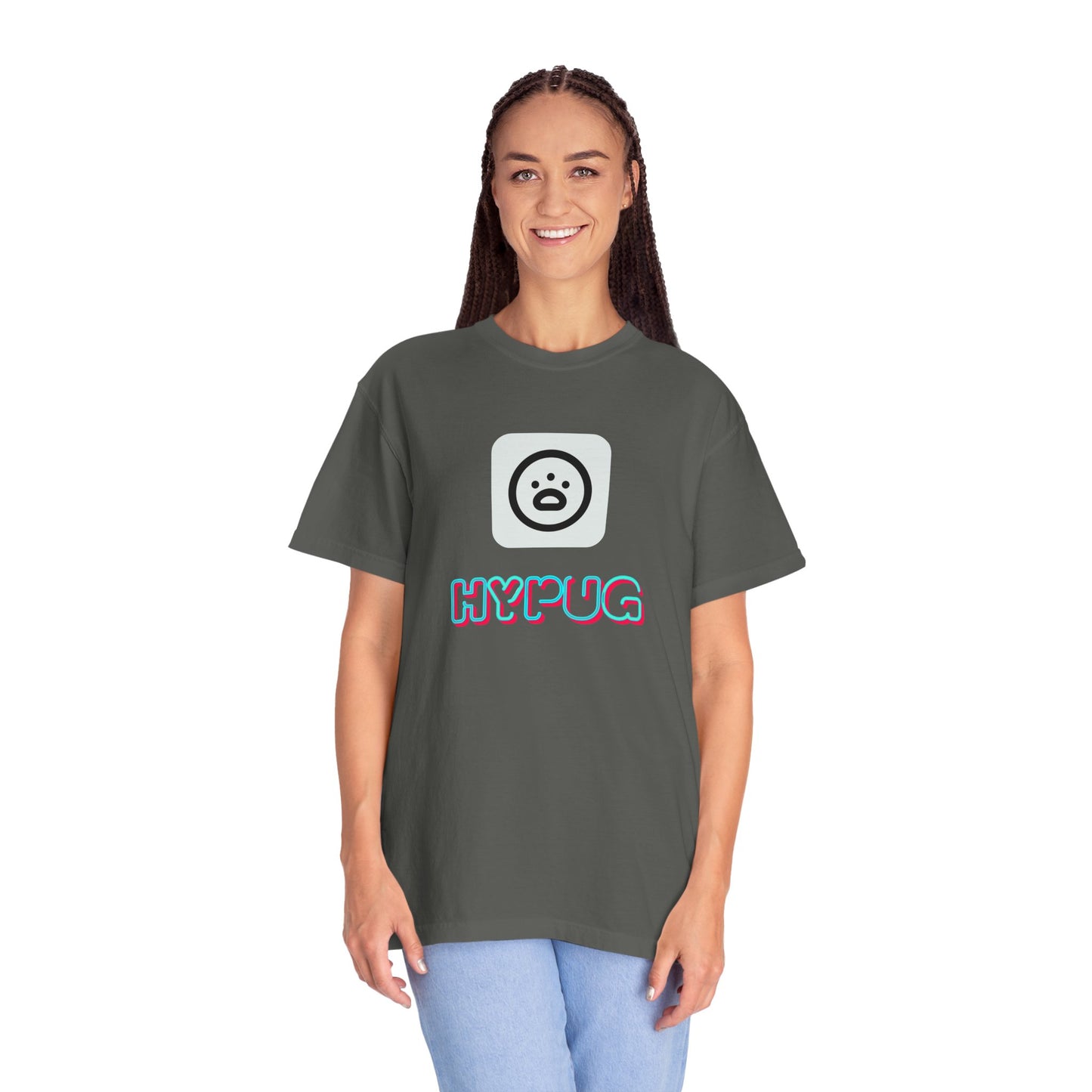 Big Dog Graphic T-Shirt — 'HYPUG' Retro Logo with Illustrated Boxer Dog