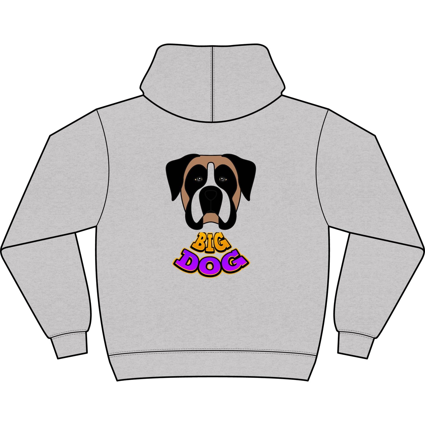 Hypug Big Dog Boxer Hoodie — Men's Graphic Dog Face Pullover with 'Big Dog' & 'Hug' Cute Chest Print