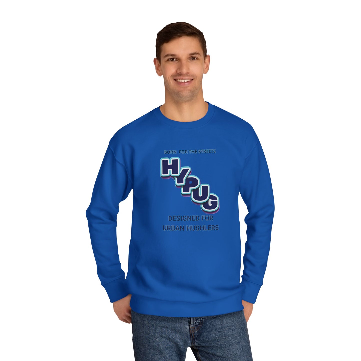 Urban Dogs Crewneck Sweatshirt — "HYPUG" Graphic Pullover for City Dog Lovers