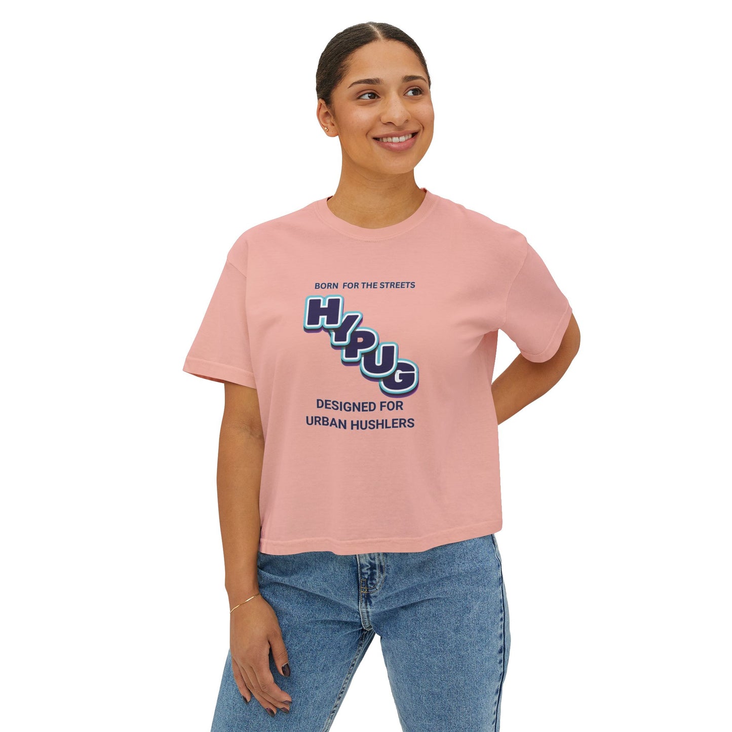 Urban Dogs Women's Boxy Tee — "Hustle" Graphic Streetwear