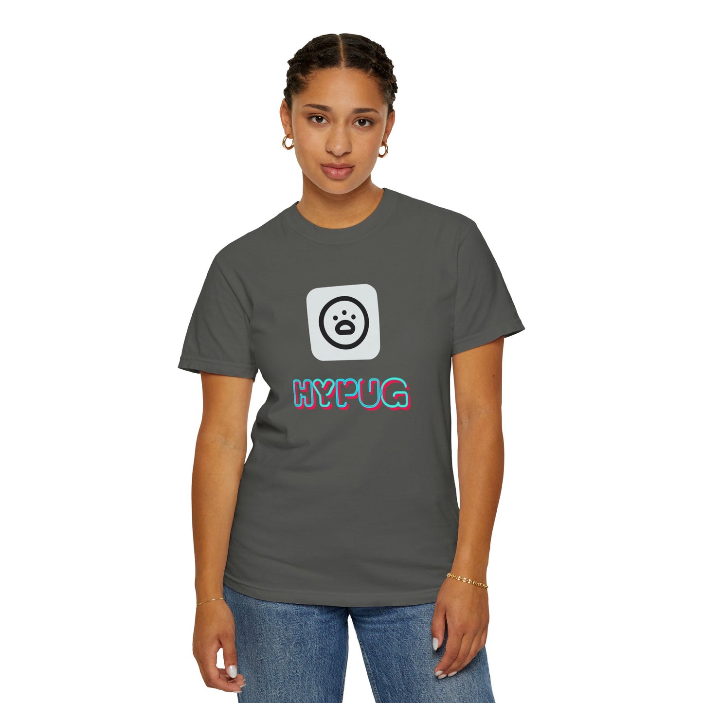 Big Dog Graphic T-Shirt — 'HYPUG' Retro Logo with Illustrated Boxer Dog