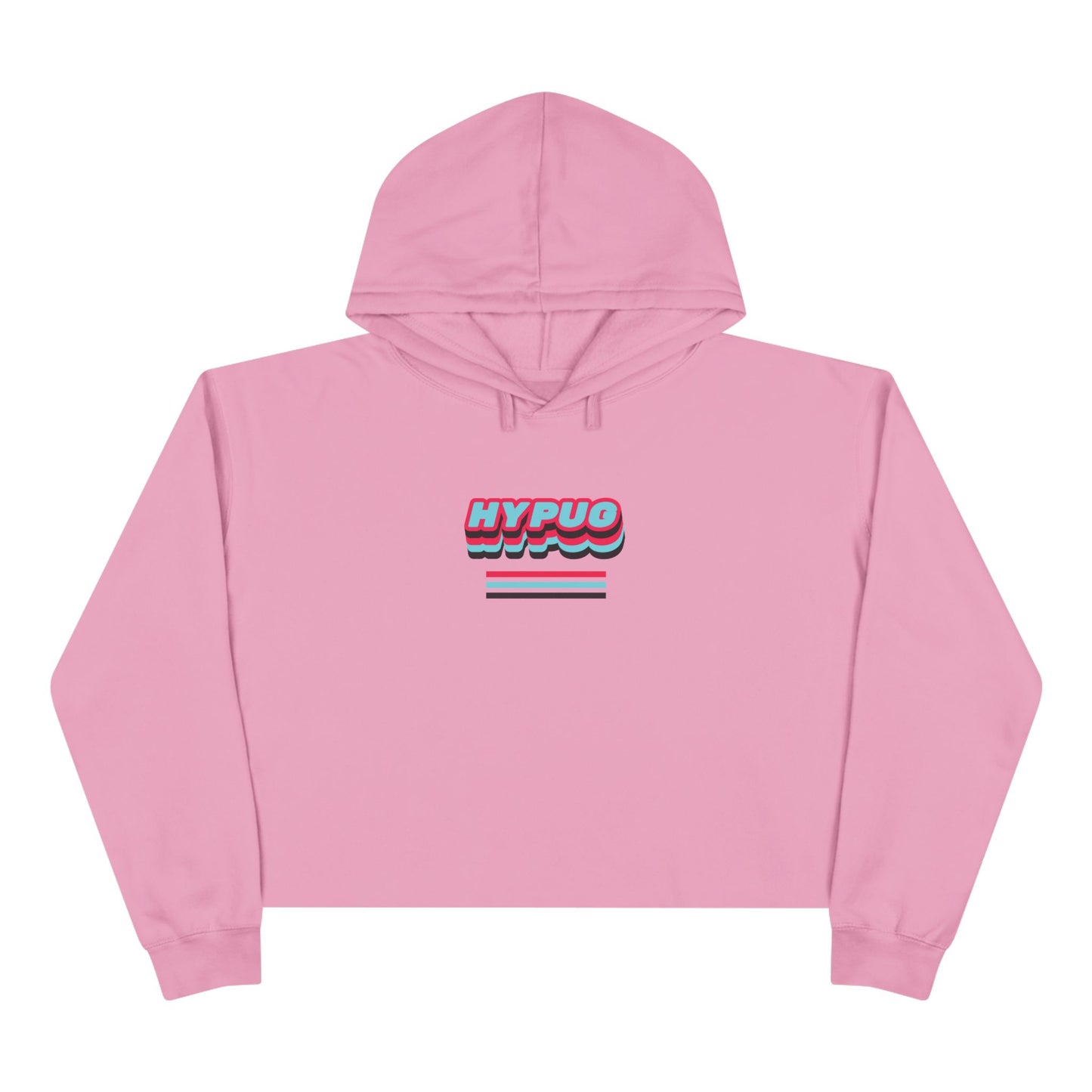 Cropped Hoodie — Retro 'HYPUG' Chest Logo & Paw Print Back Graphic