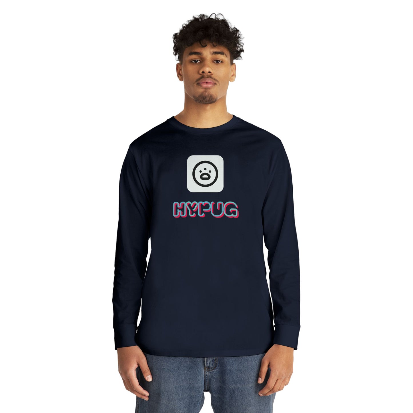 Big Dog Boxer Long Sleeve Tee — 'HYPUG BIG DOG' Graphic Crewneck