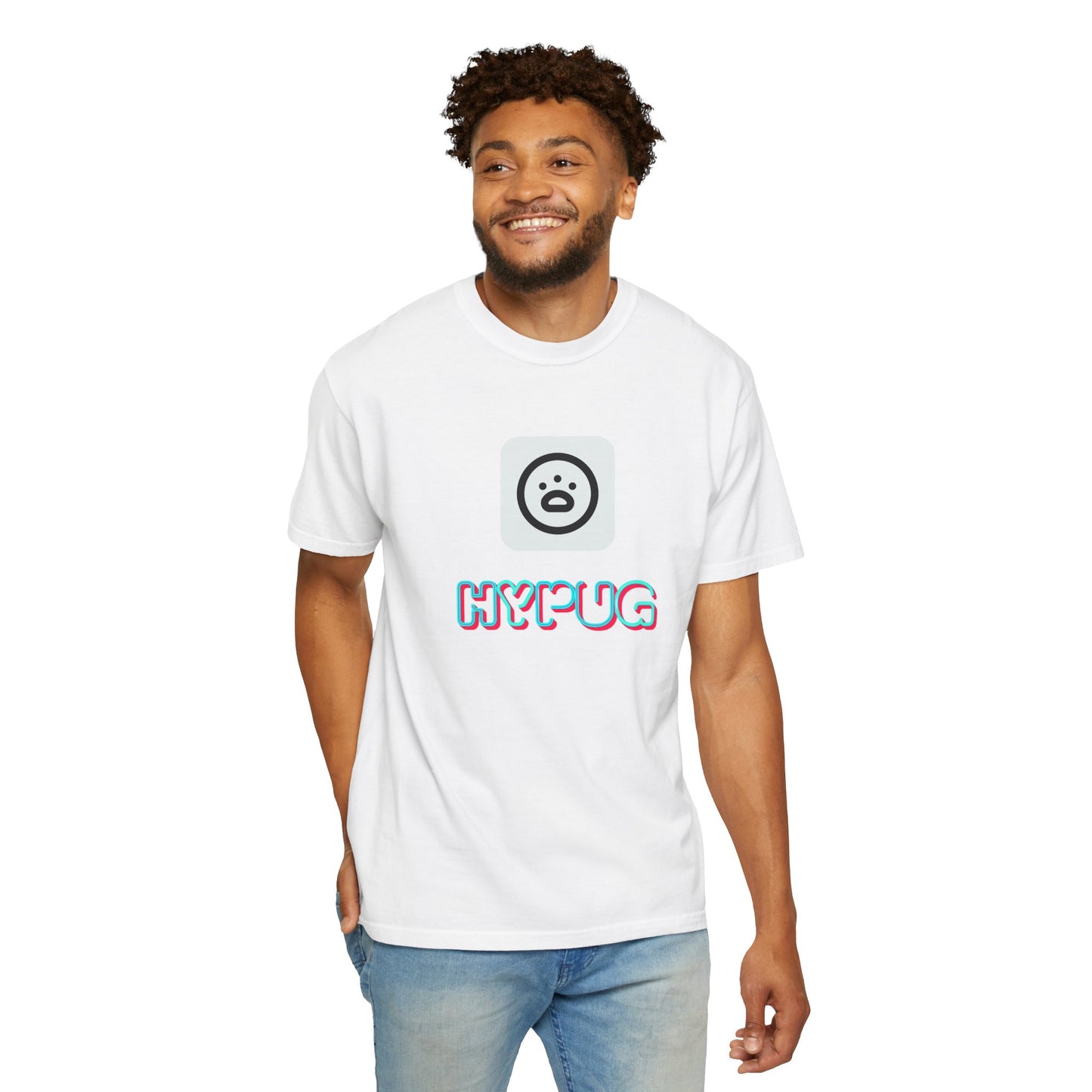 Big Dog Graphic T-Shirt — 'HYPUG' Retro Logo with Illustrated Boxer Dog