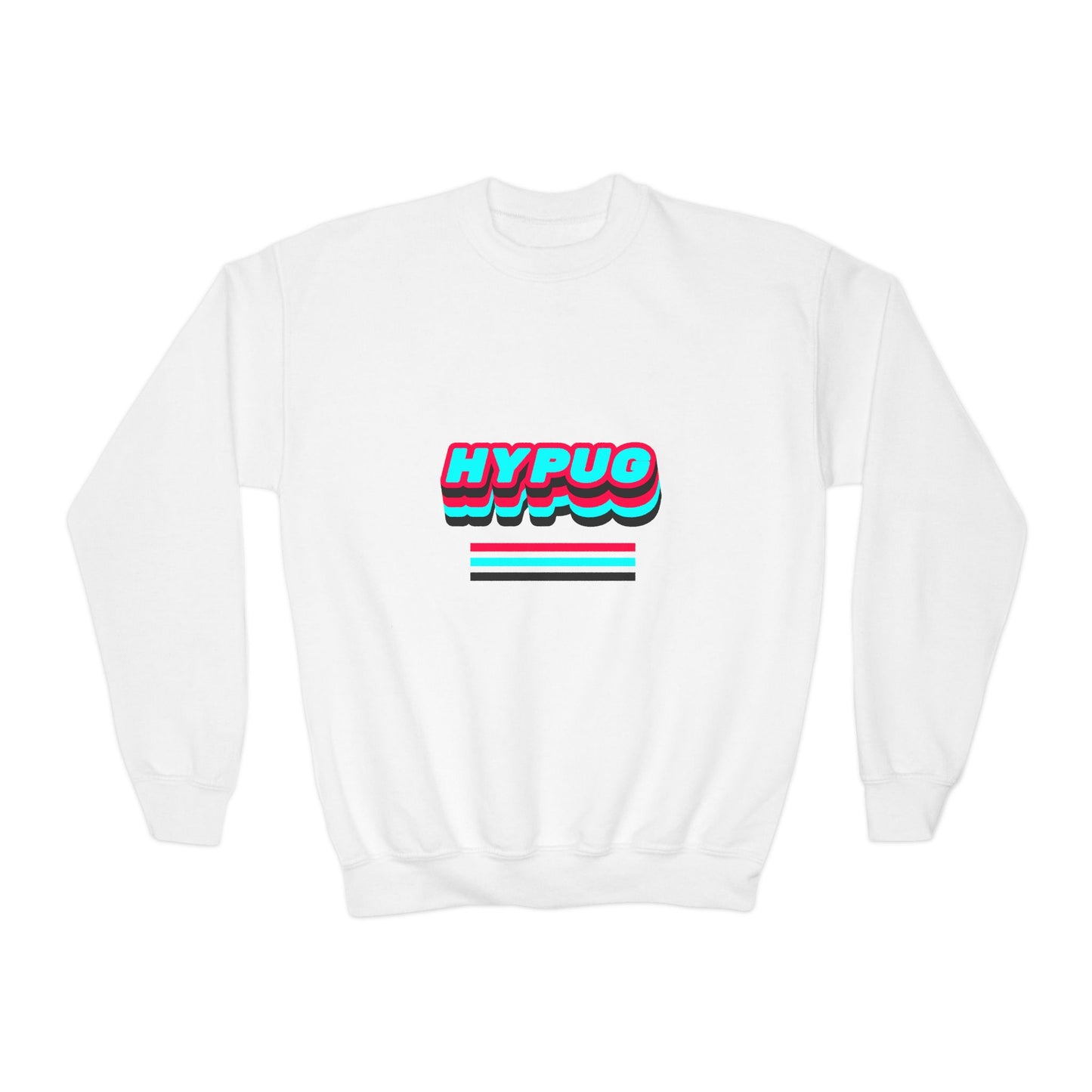 Hypug Youth Crewneck Sweatshirt — Retro "HYPUO" Graphic with Paw Print Accents