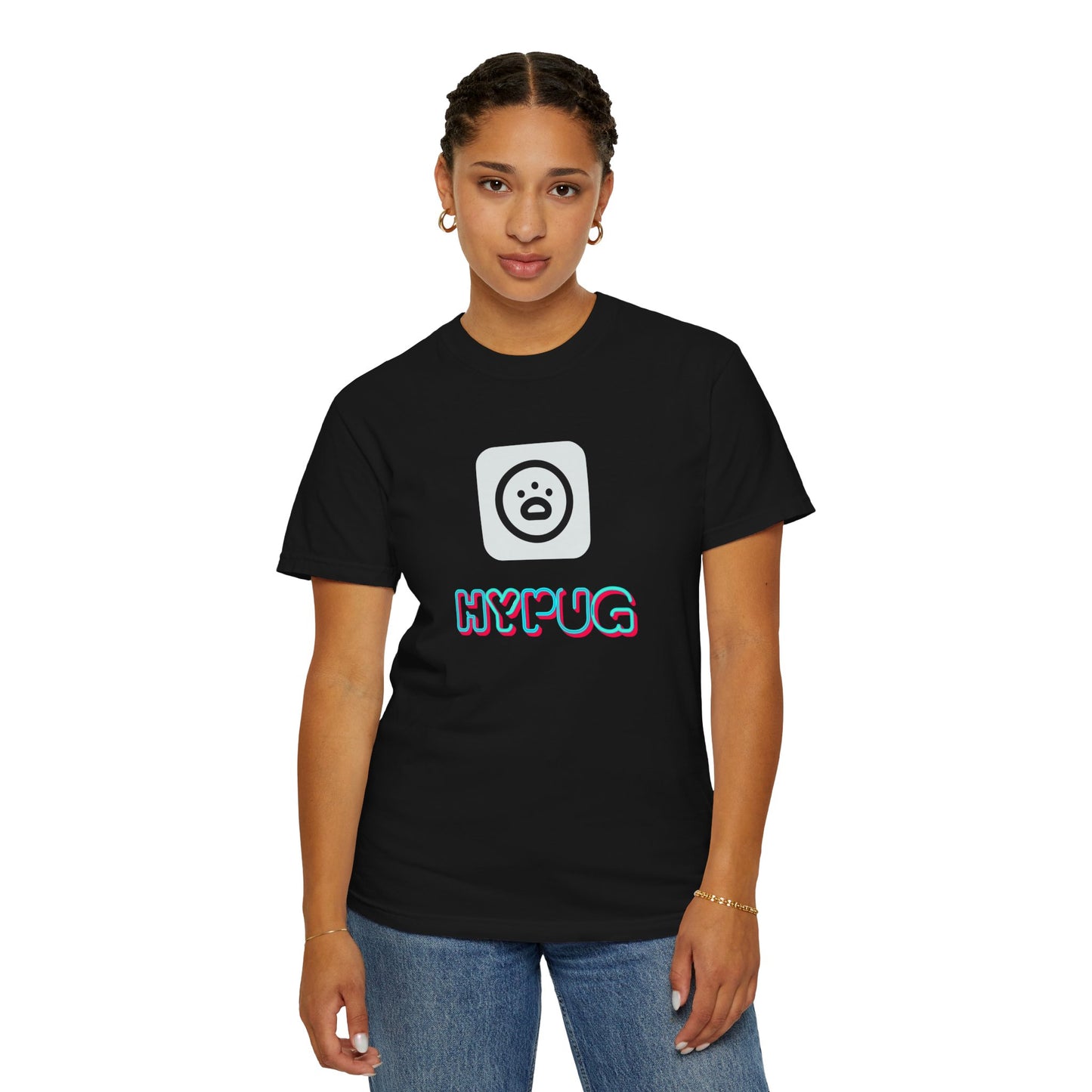 Big Dog Graphic T-Shirt — 'HYPUG' Retro Logo with Illustrated Boxer Dog