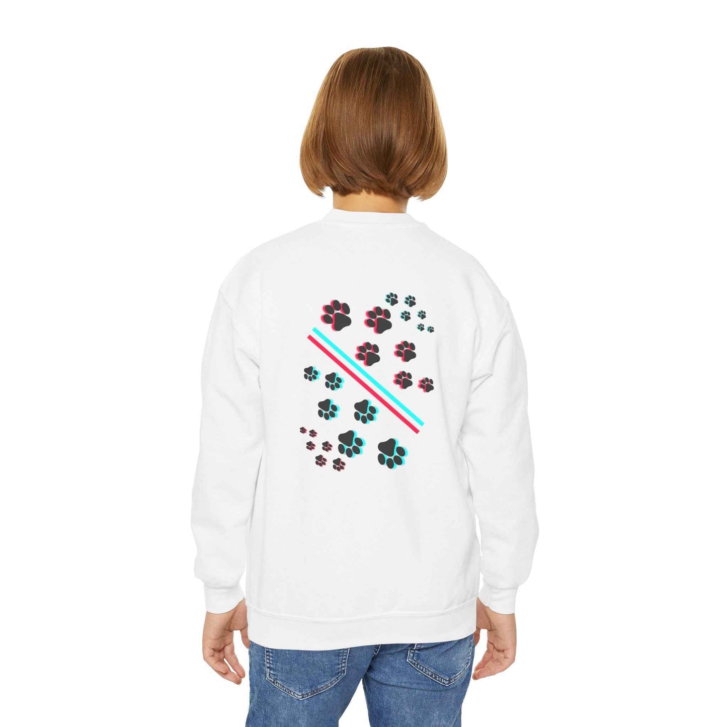 Hypug Youth Crewneck Sweatshirt — Retro "HYPUO" Graphic with Paw Print Accents